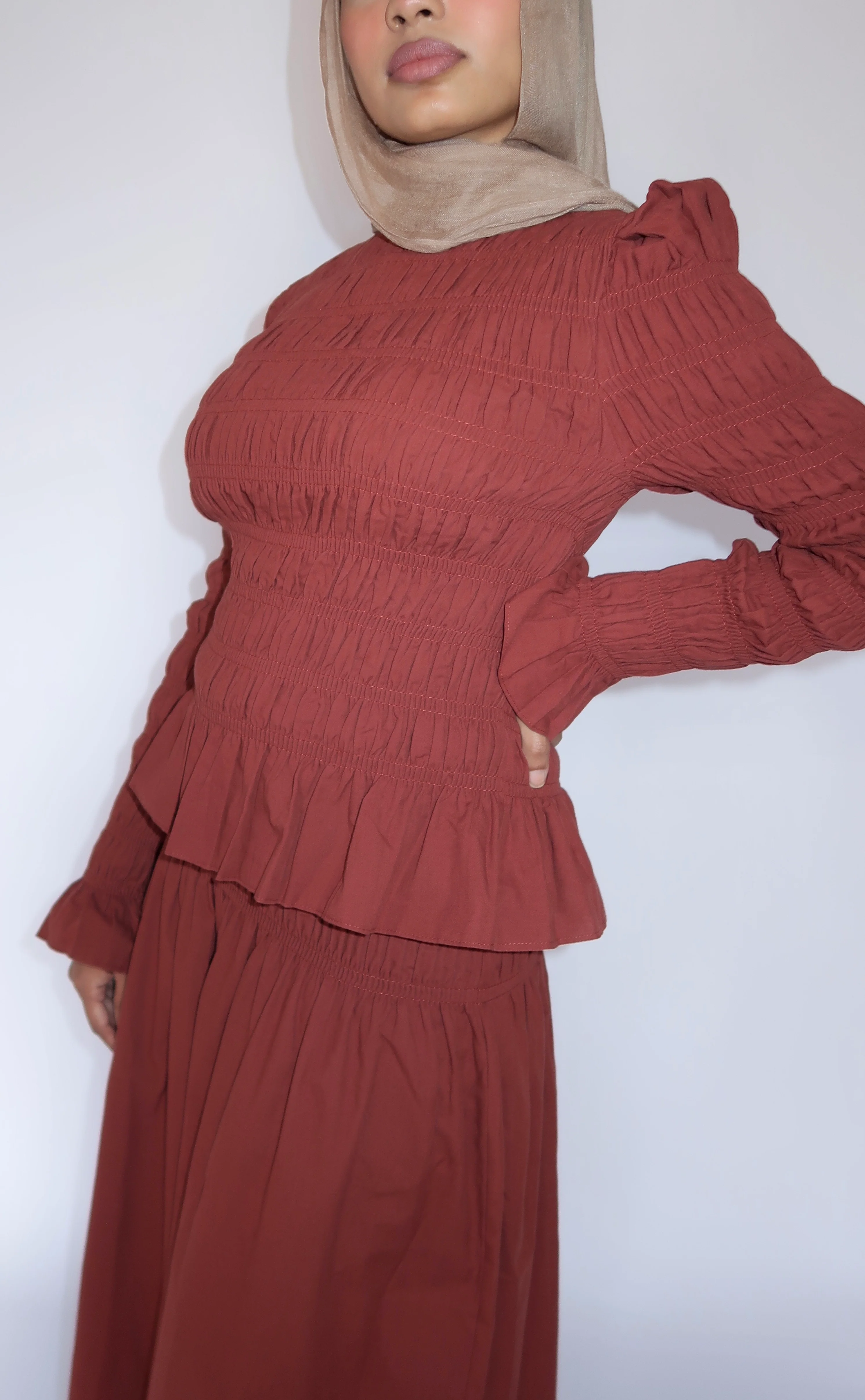 All Spice Ruched Peplum Top - Image 4