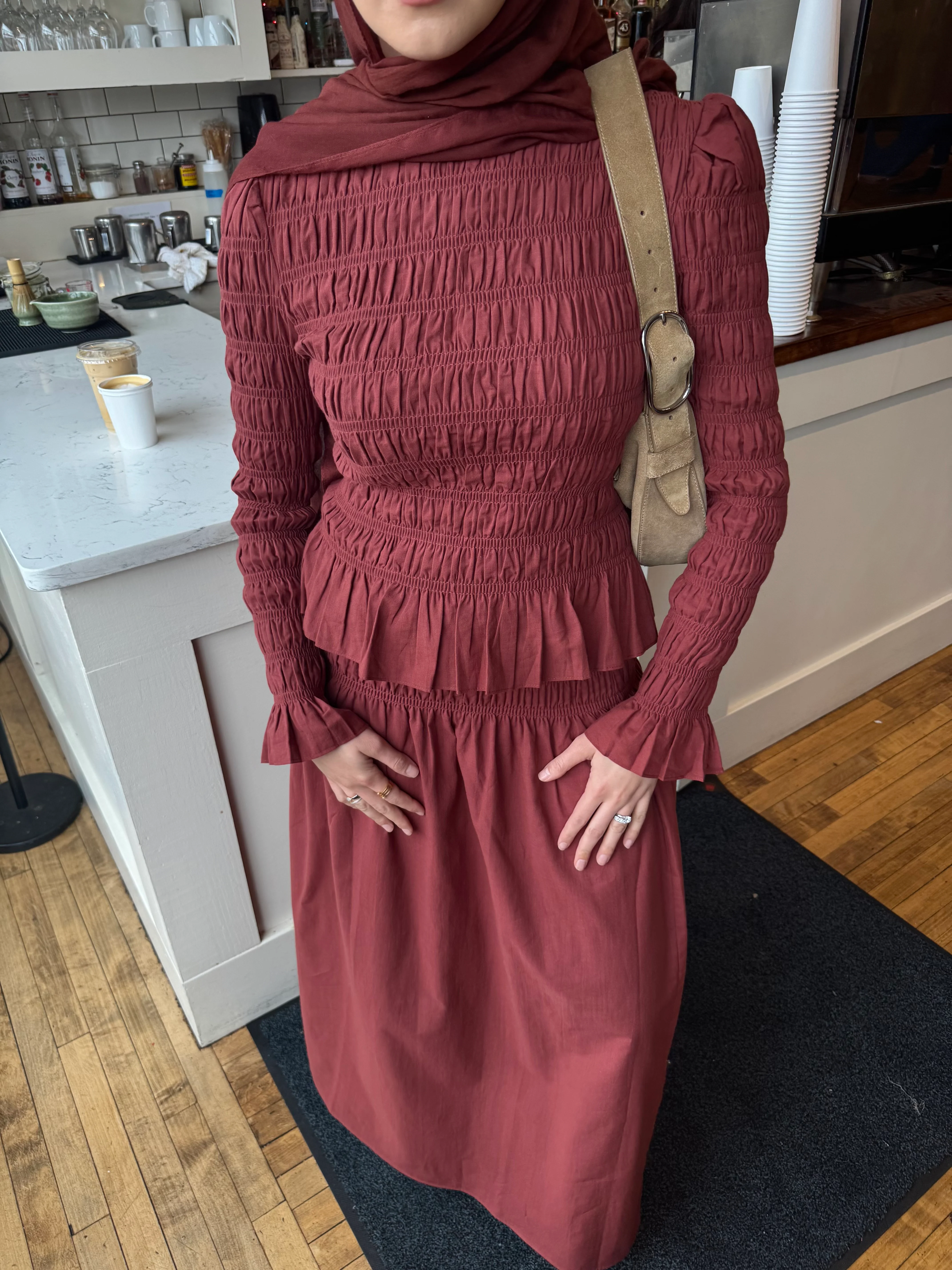 All Spice Ruched Peplum Top - Image 9
