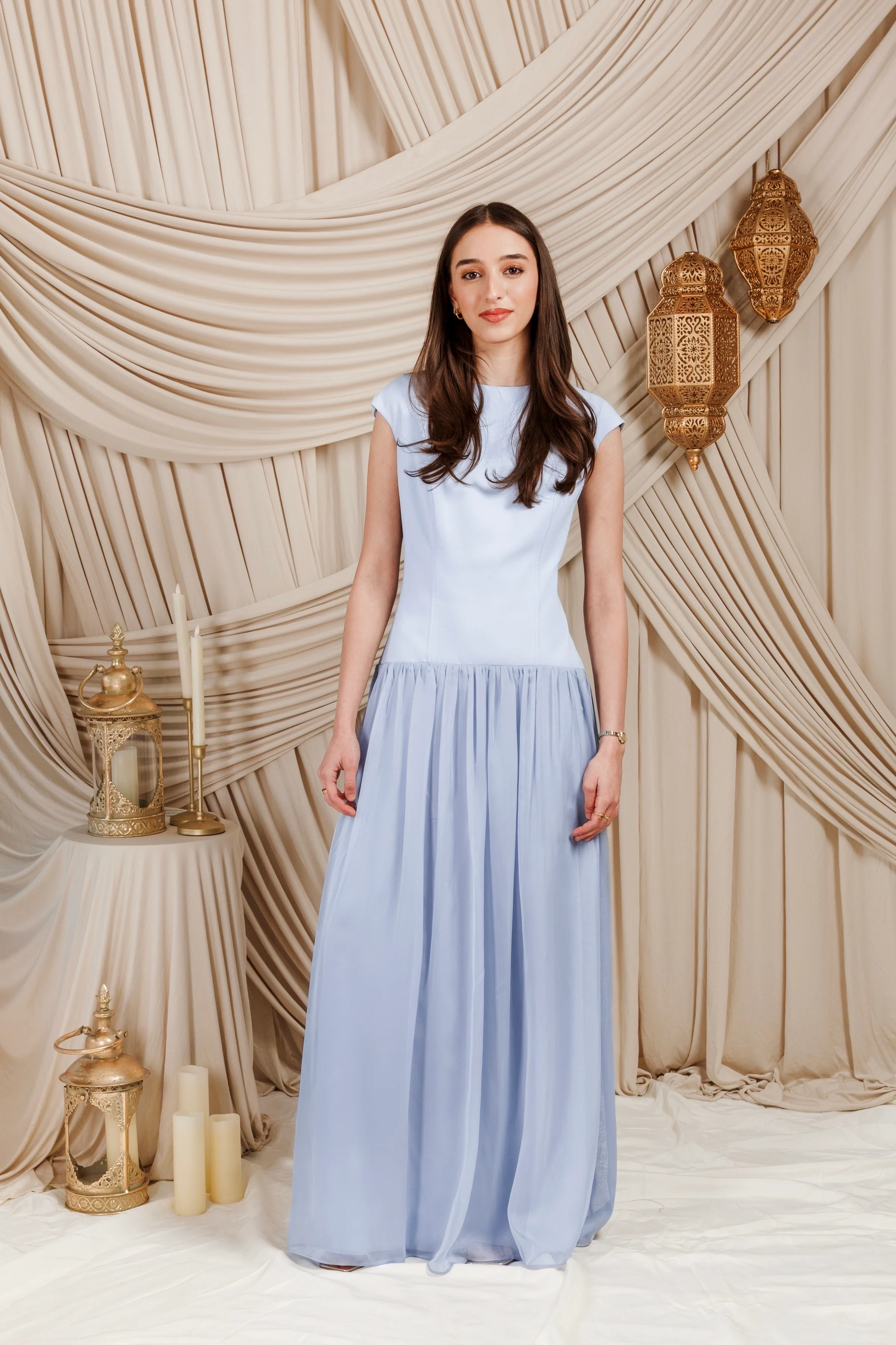 Baby Blue Low Waisted Abaya Set (2 pcs)- Final Sale - Image 3