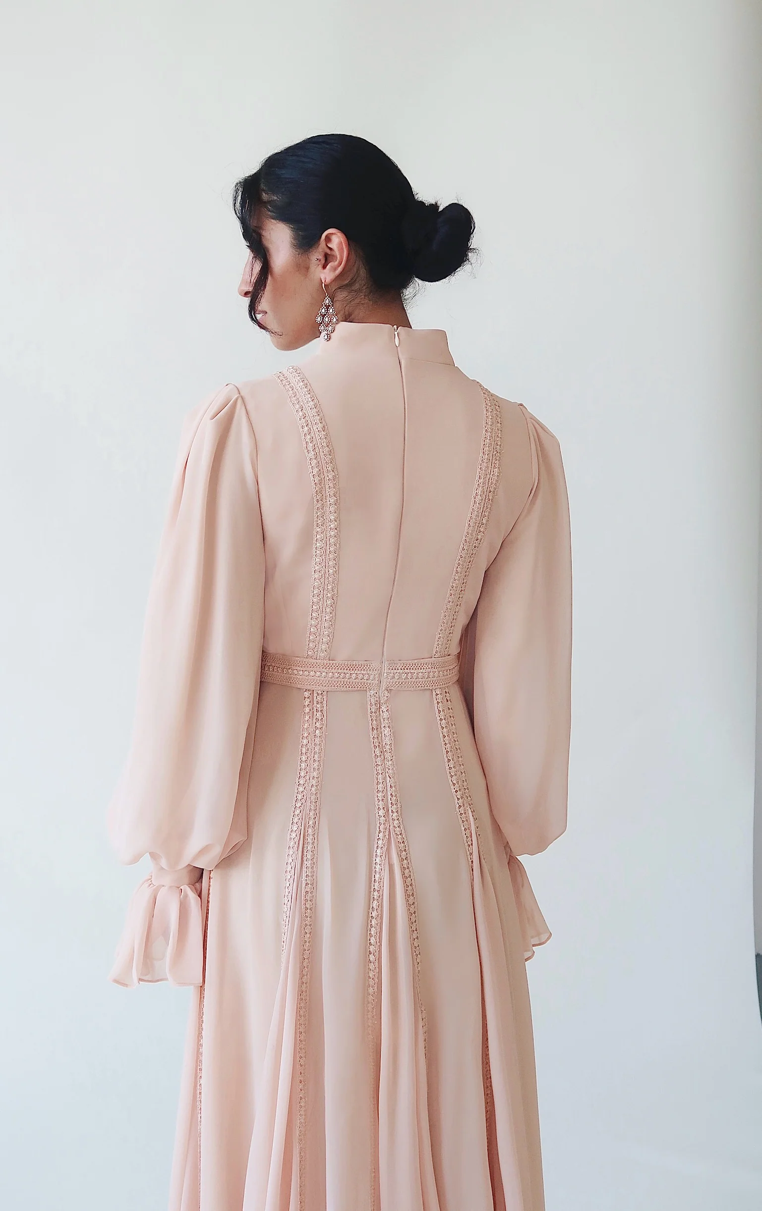 Peachy Blush Beaded Appliqué Gown - Image 3