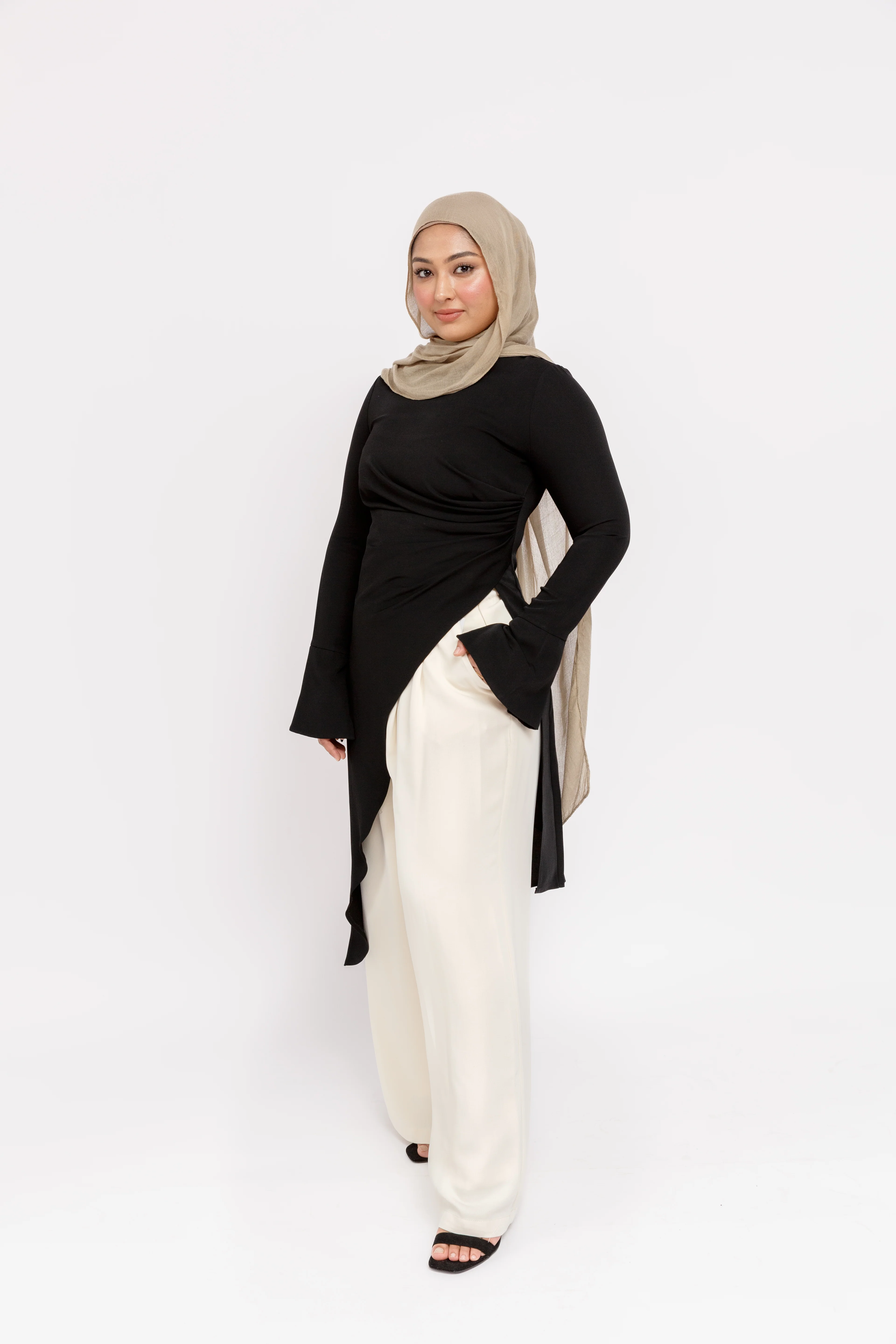 Black Asymmetric Slit Tunic - Image 2