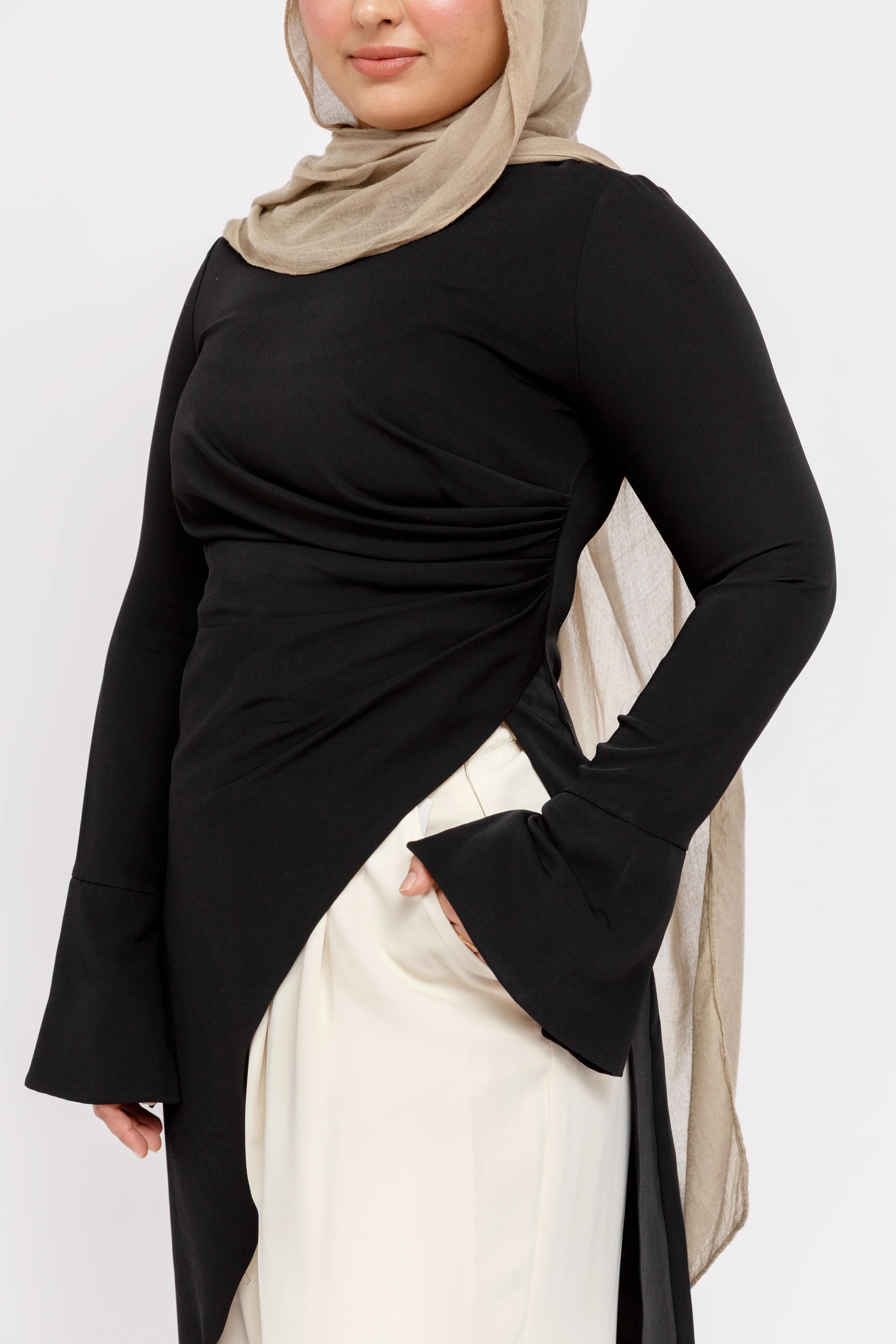 Black Asymmetric Slit Tunic - Image 3