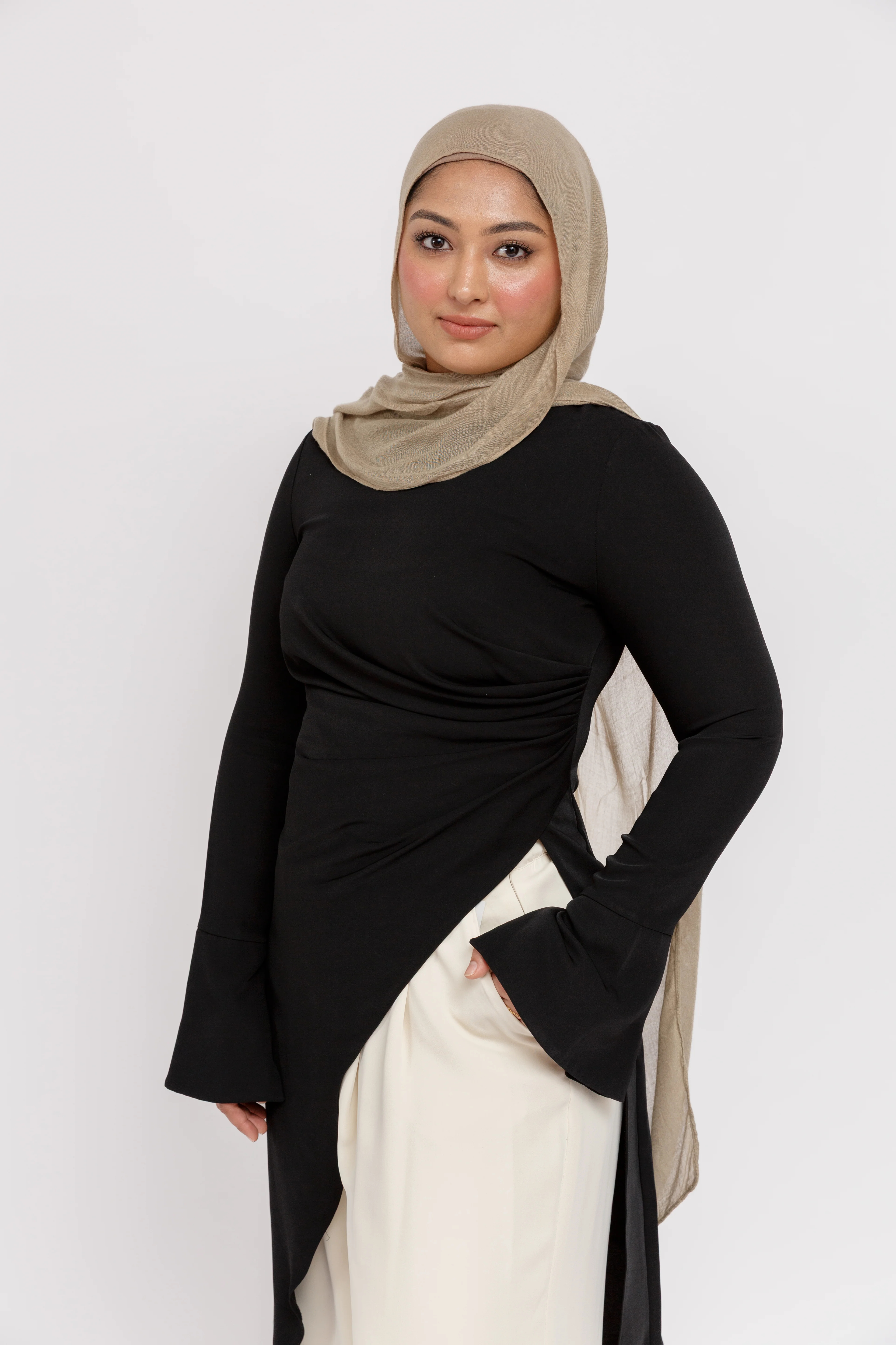 Black Asymmetric Slit Tunic - Image 5