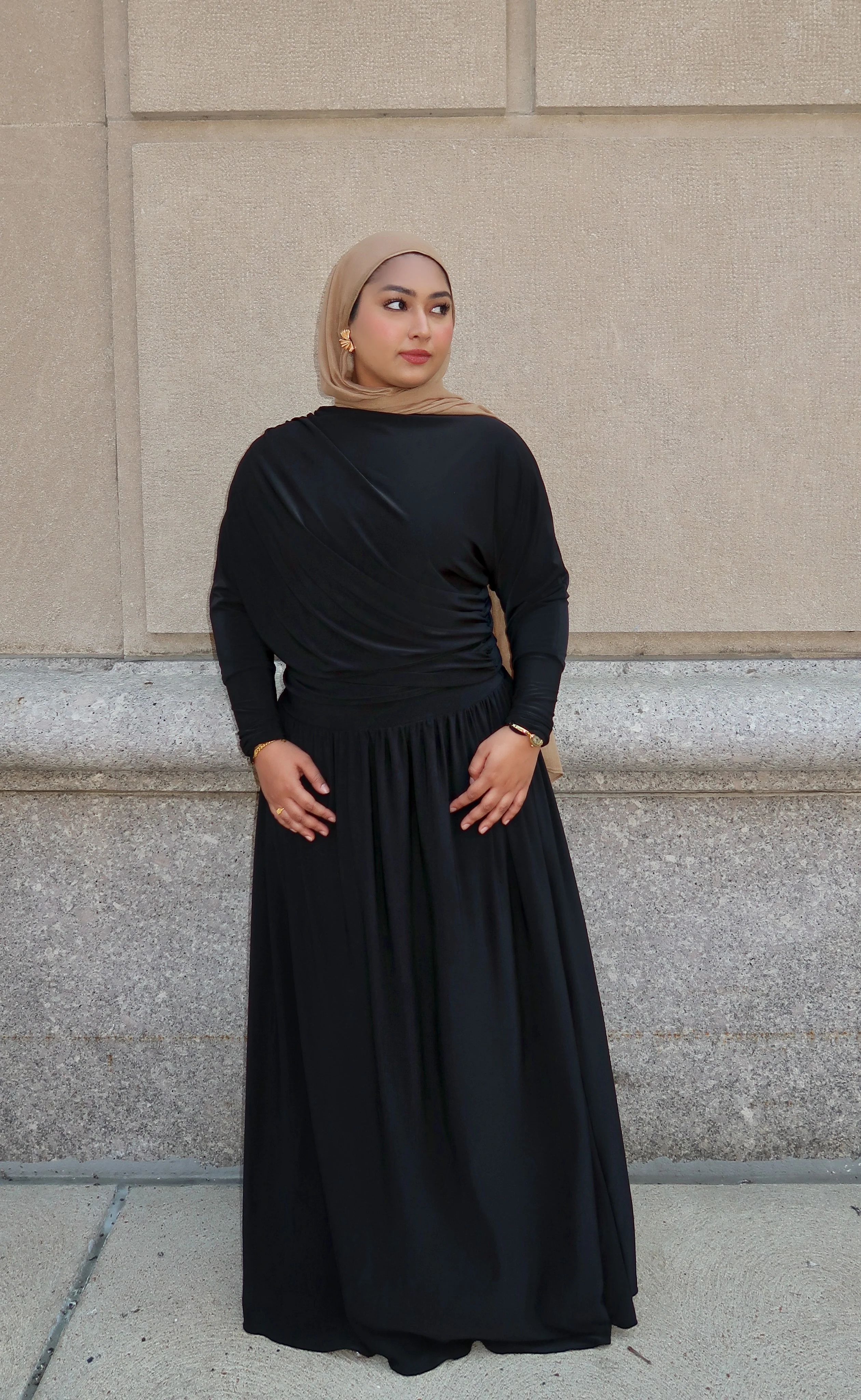 Black Batwing Jersey Maxi Dress - Image 6