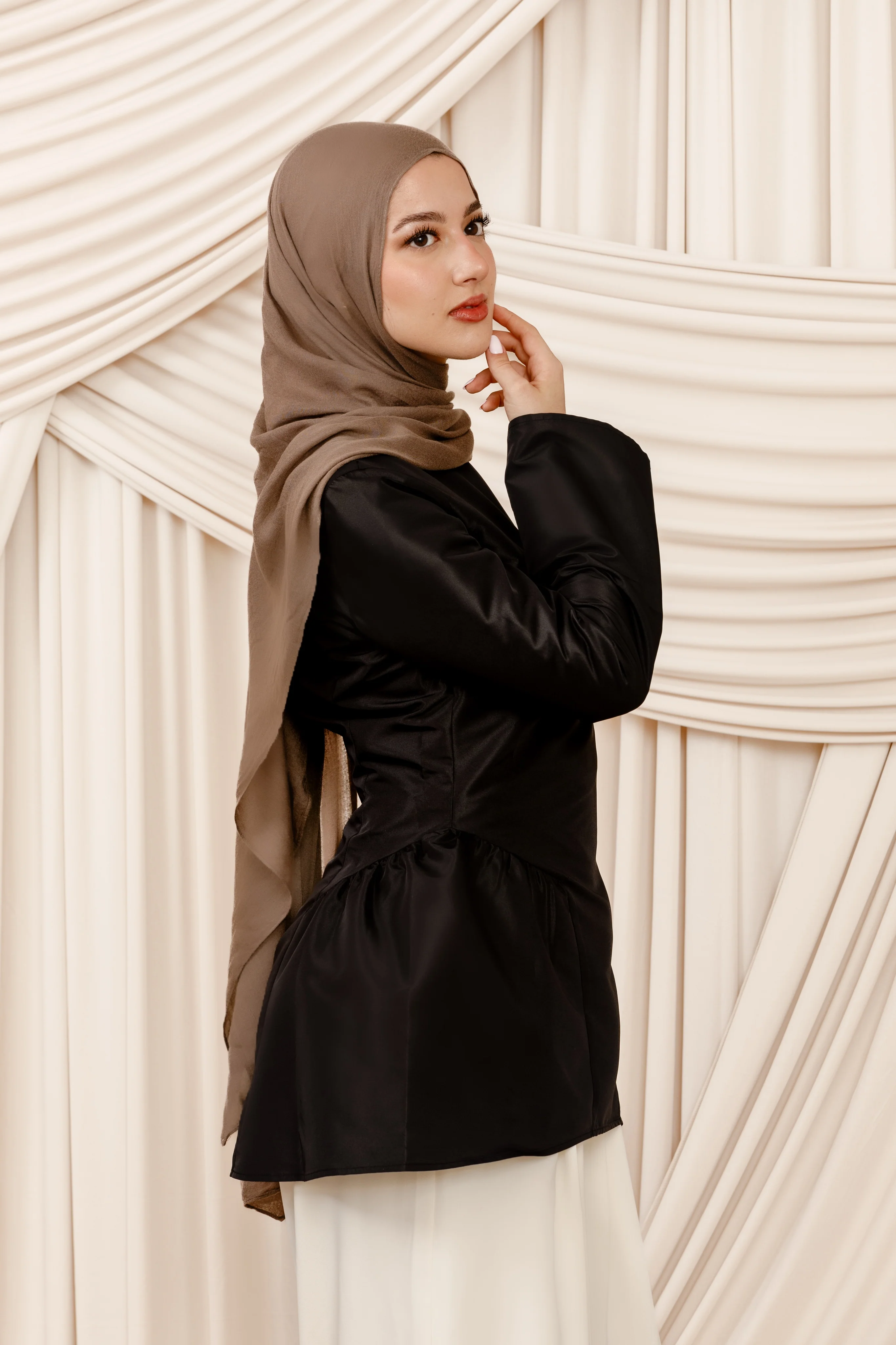 Black Taffeta Peplum Tunic - Image 4