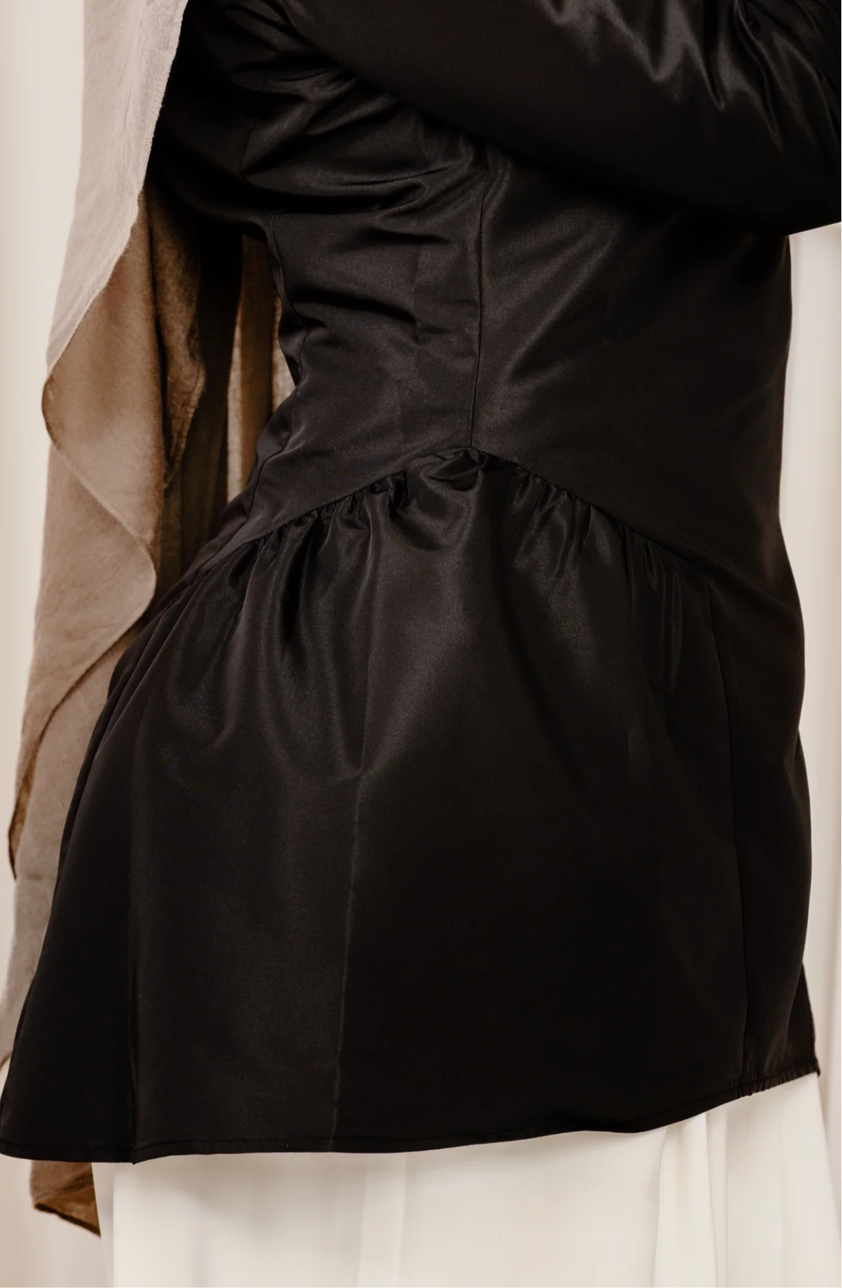 Black Taffeta Peplum Tunic - Image 6