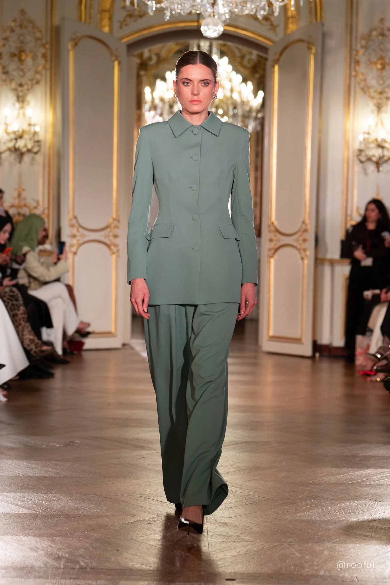 Sage Blue Peplum Buttoned Blazer - Image 4