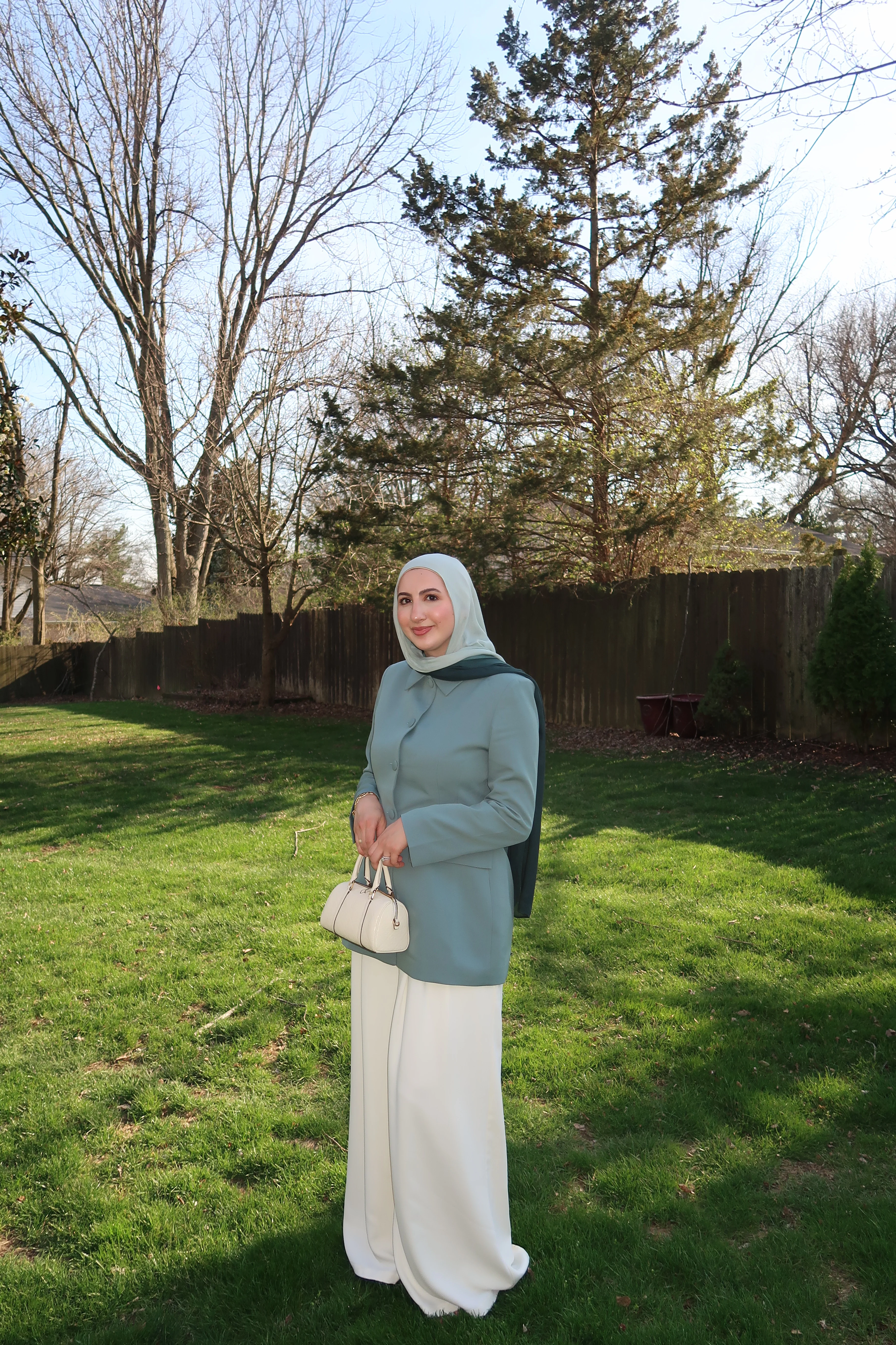 Sage Blue Peplum Buttoned Blazer - Image 7