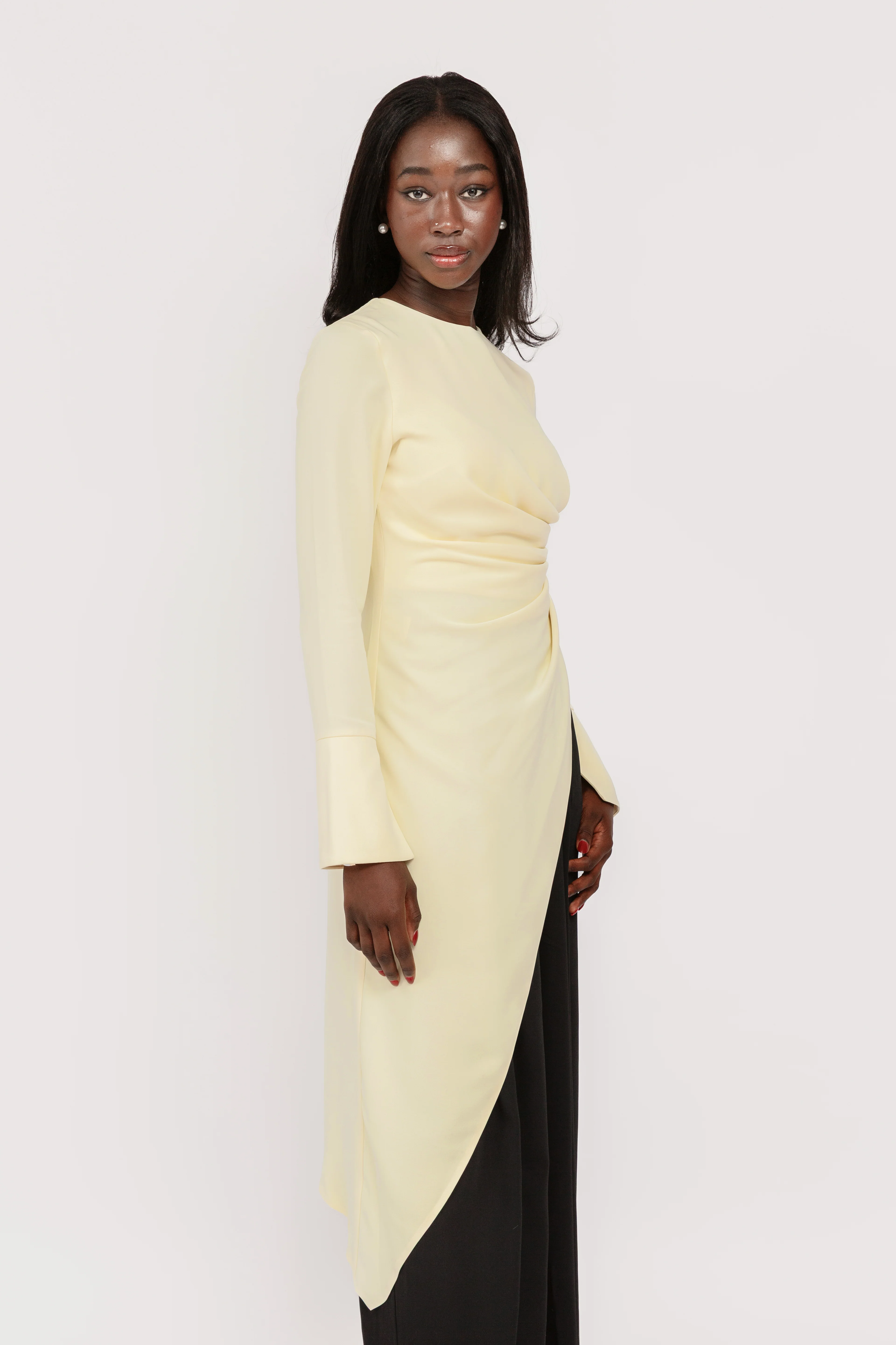 Butter Yellow Asymmetric Slit Tunic - Image 3