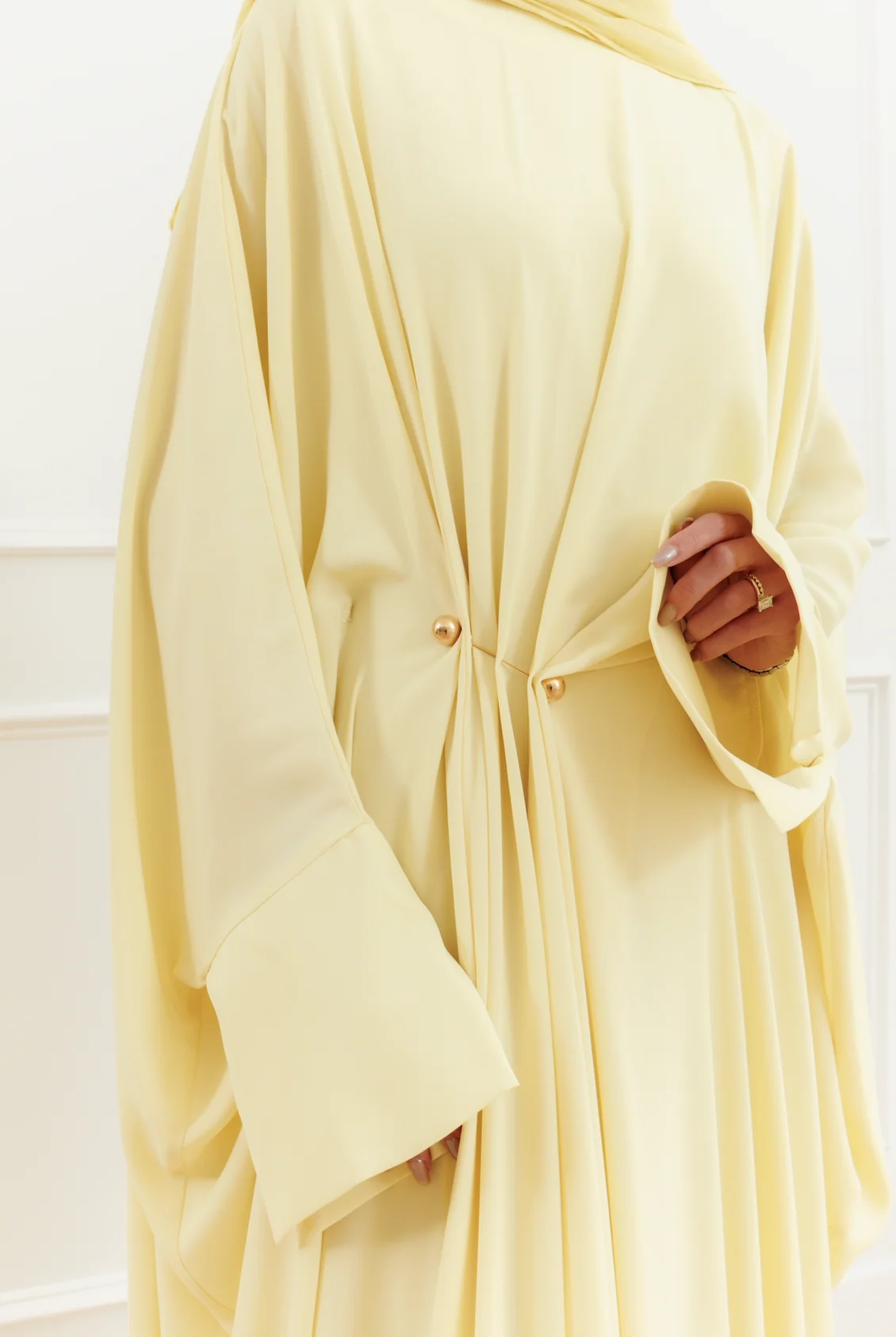 Butter Yellow Draped Hardware Kaftan - Image 4