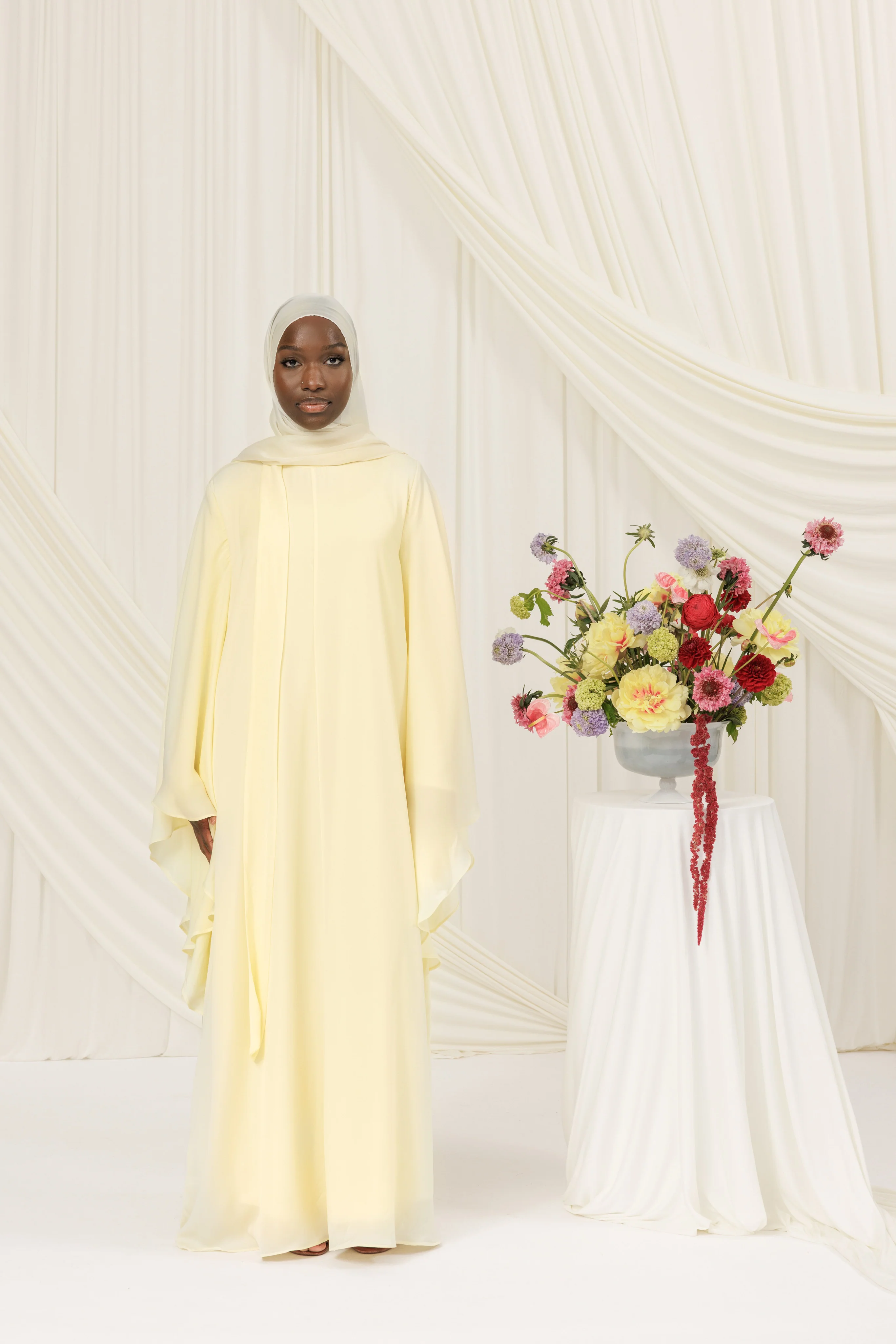 Butter Yellow Tie Neck Maxi Dress - Image 4