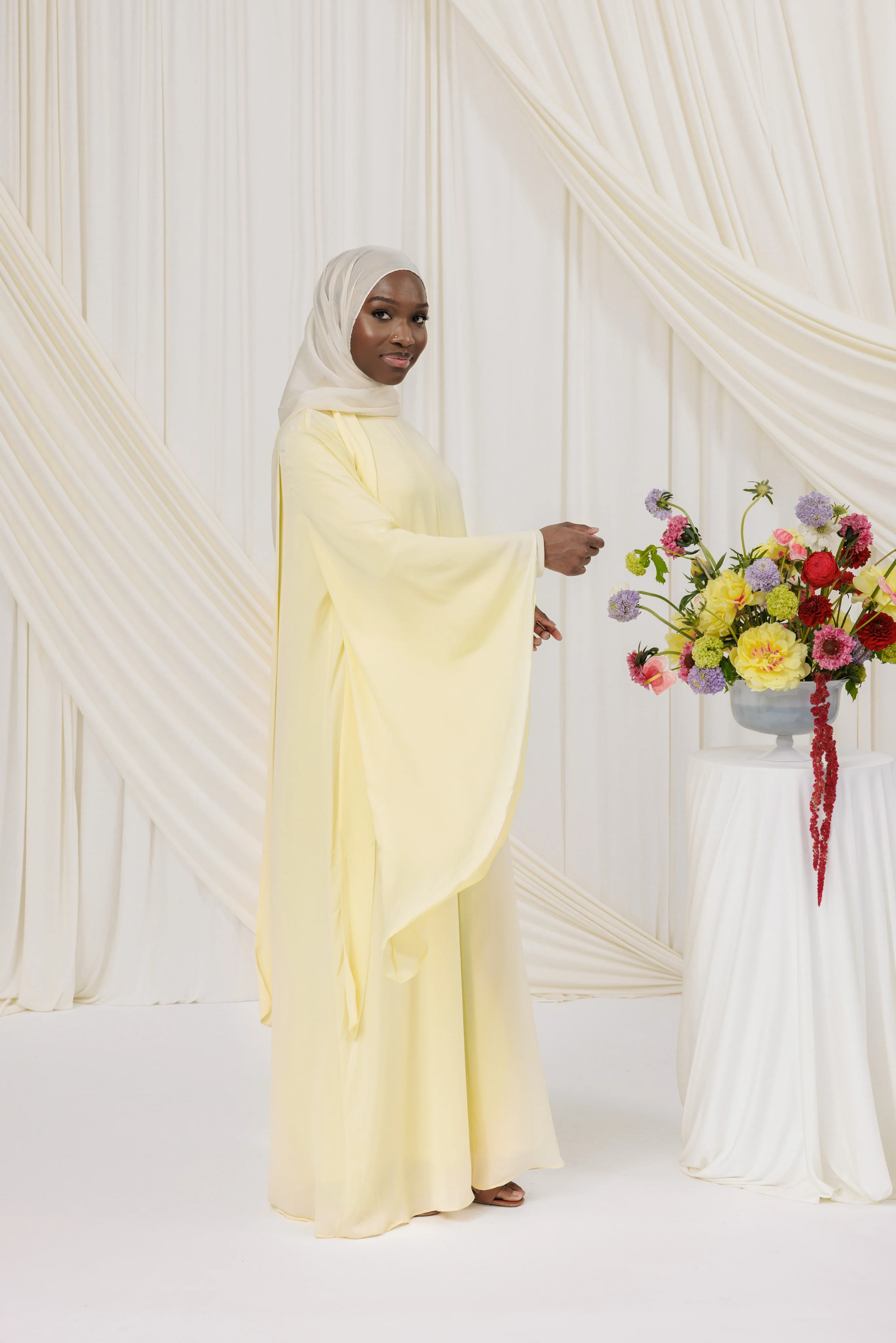 Butter Yellow Tie Neck Maxi Dress - Image 6