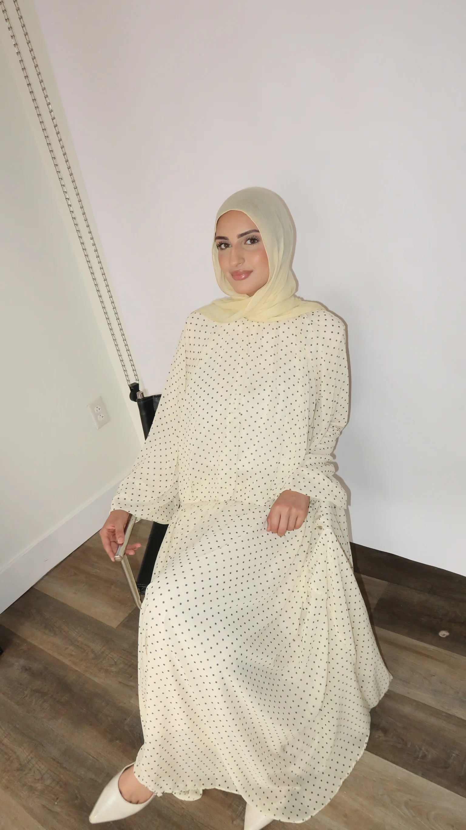 Butter Yellow Polkadot Low Waisted Skirt Set - Image 6