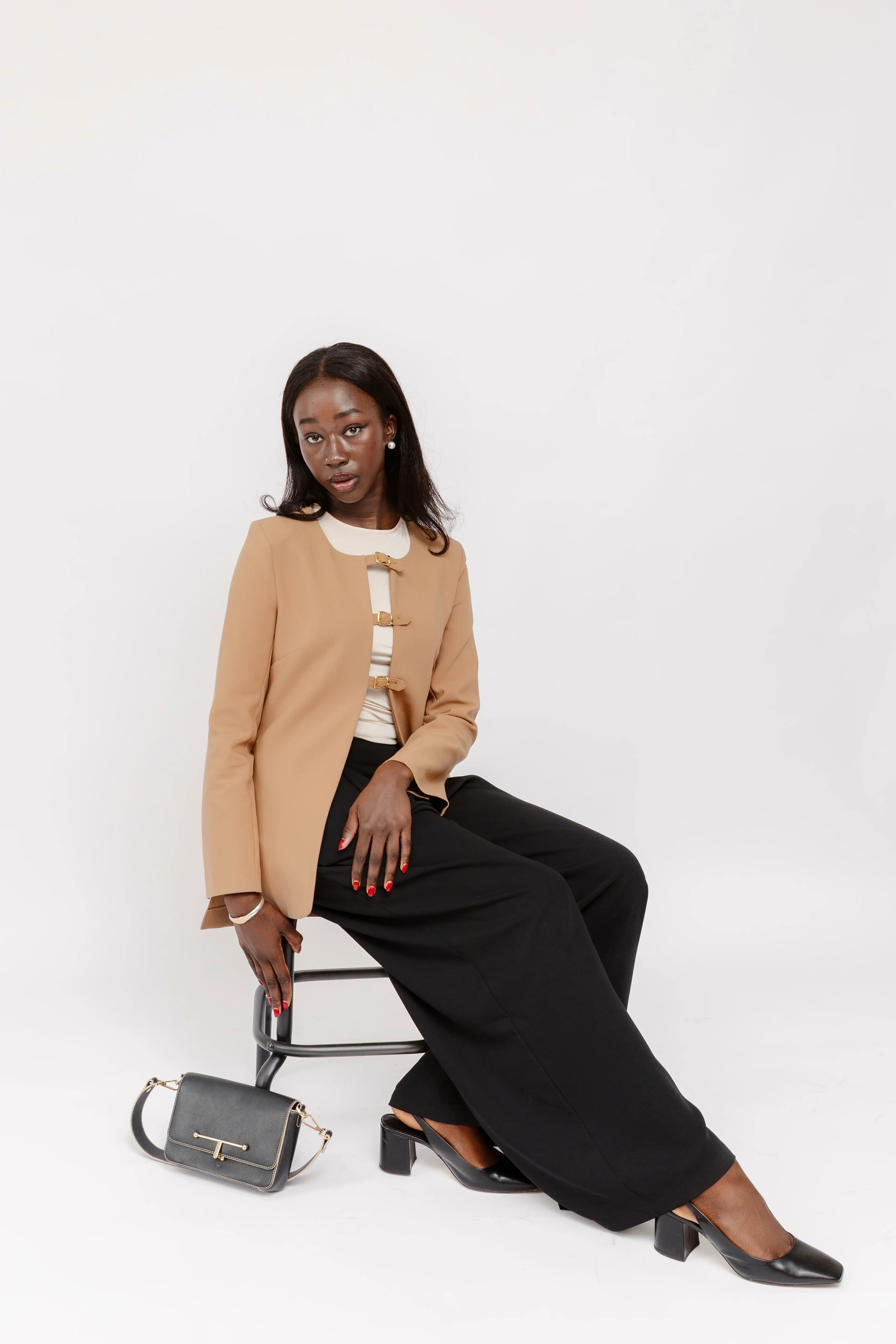 Camel Buckled Blazer - Image 2