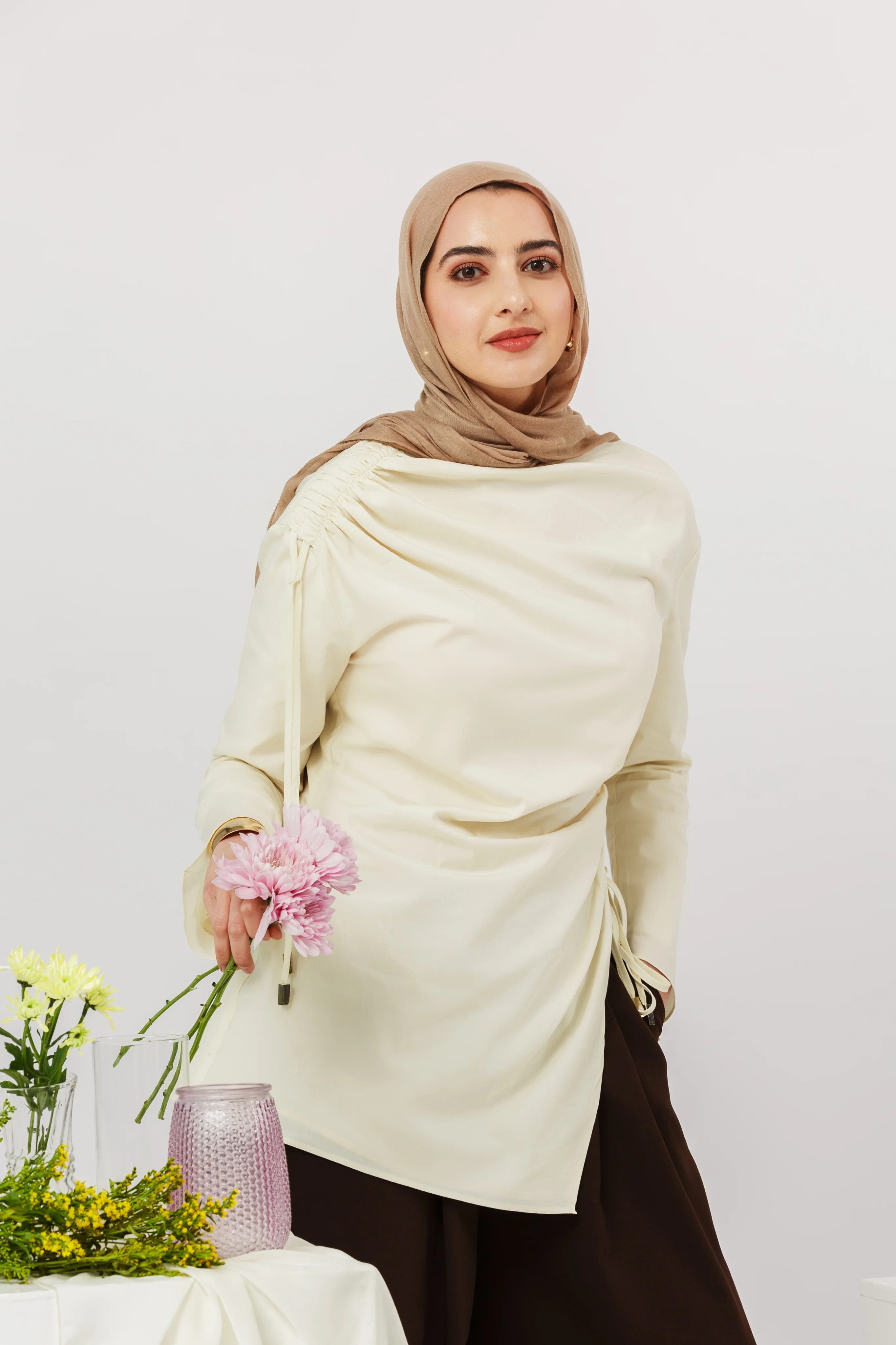 Buttercream Cotton Ruched Tunic - Final Sale - Image 3