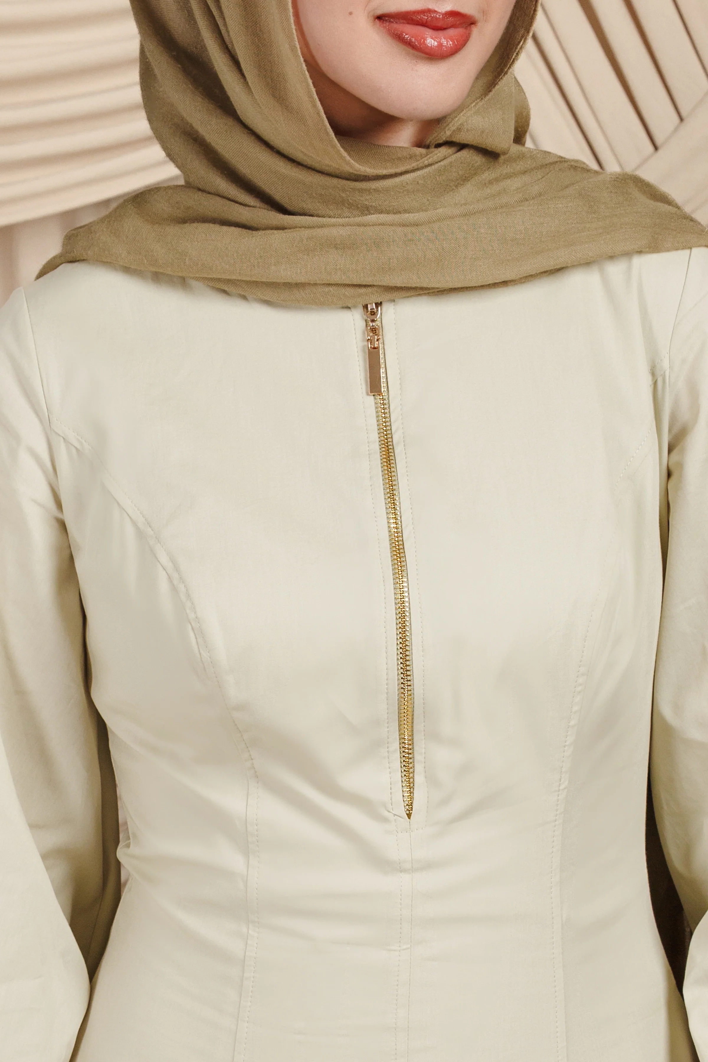Pistachio Zip Up Cotton Dress - Image 4