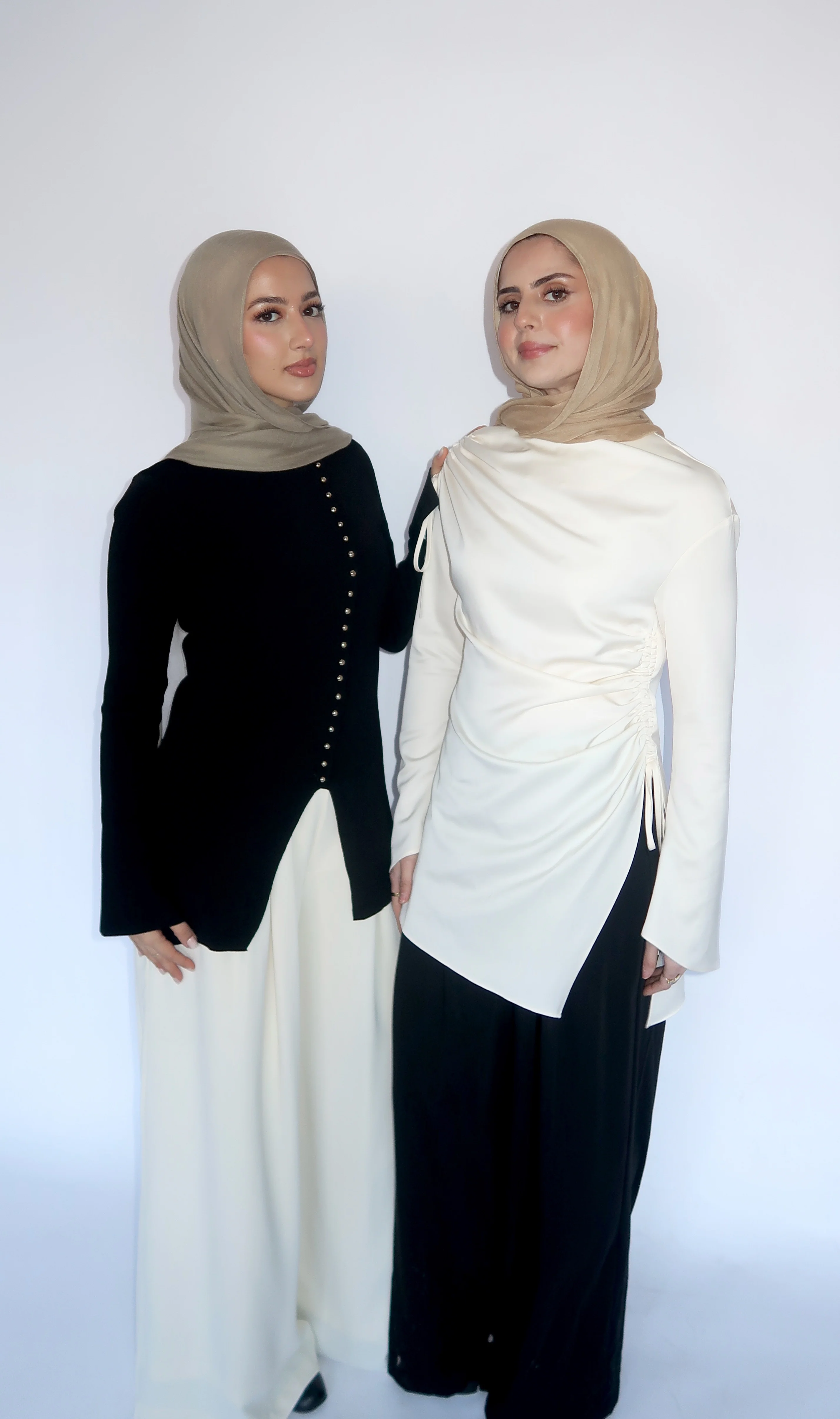 Cream Satin Ruched Tunic - Image 8