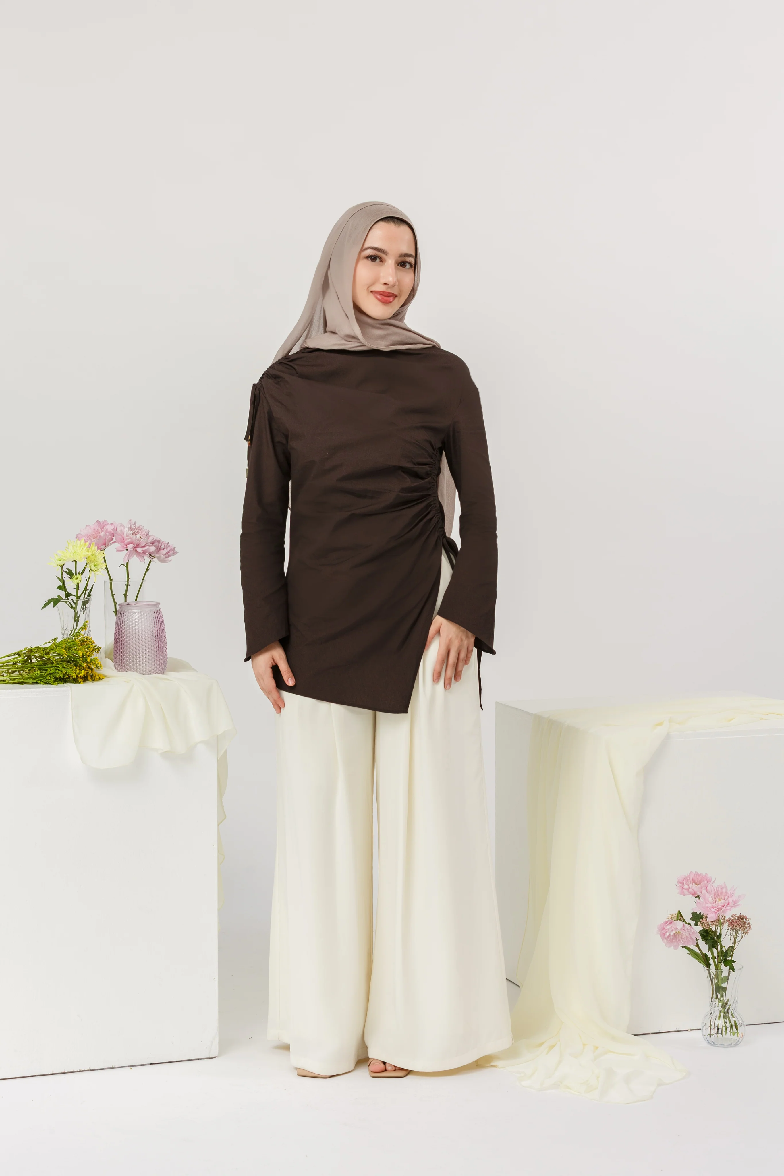 Dark Espresso Cotton Ruched Tunic - Image 5