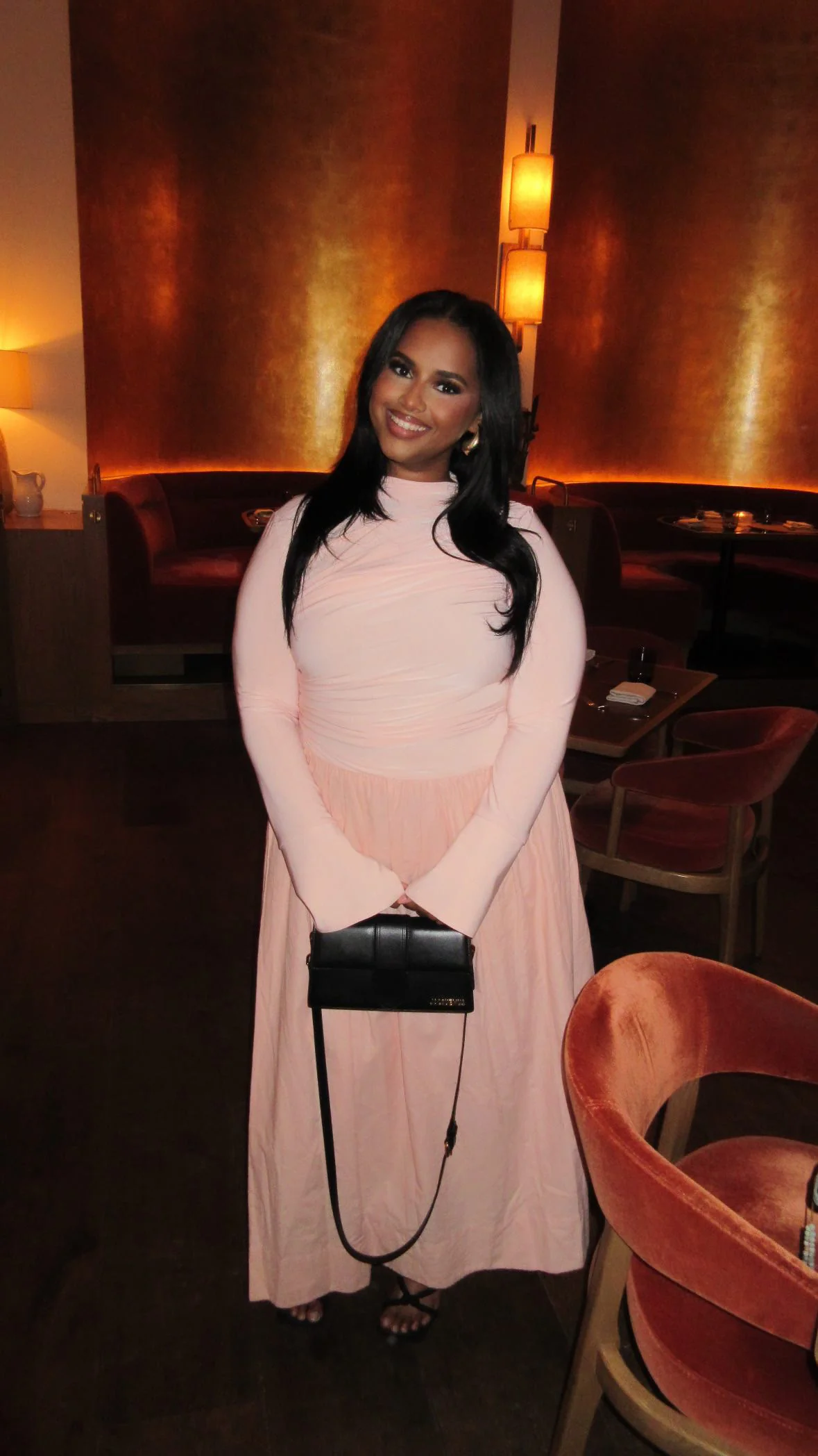 Crepe Blush Asymmetric Draped Dress - Image 6