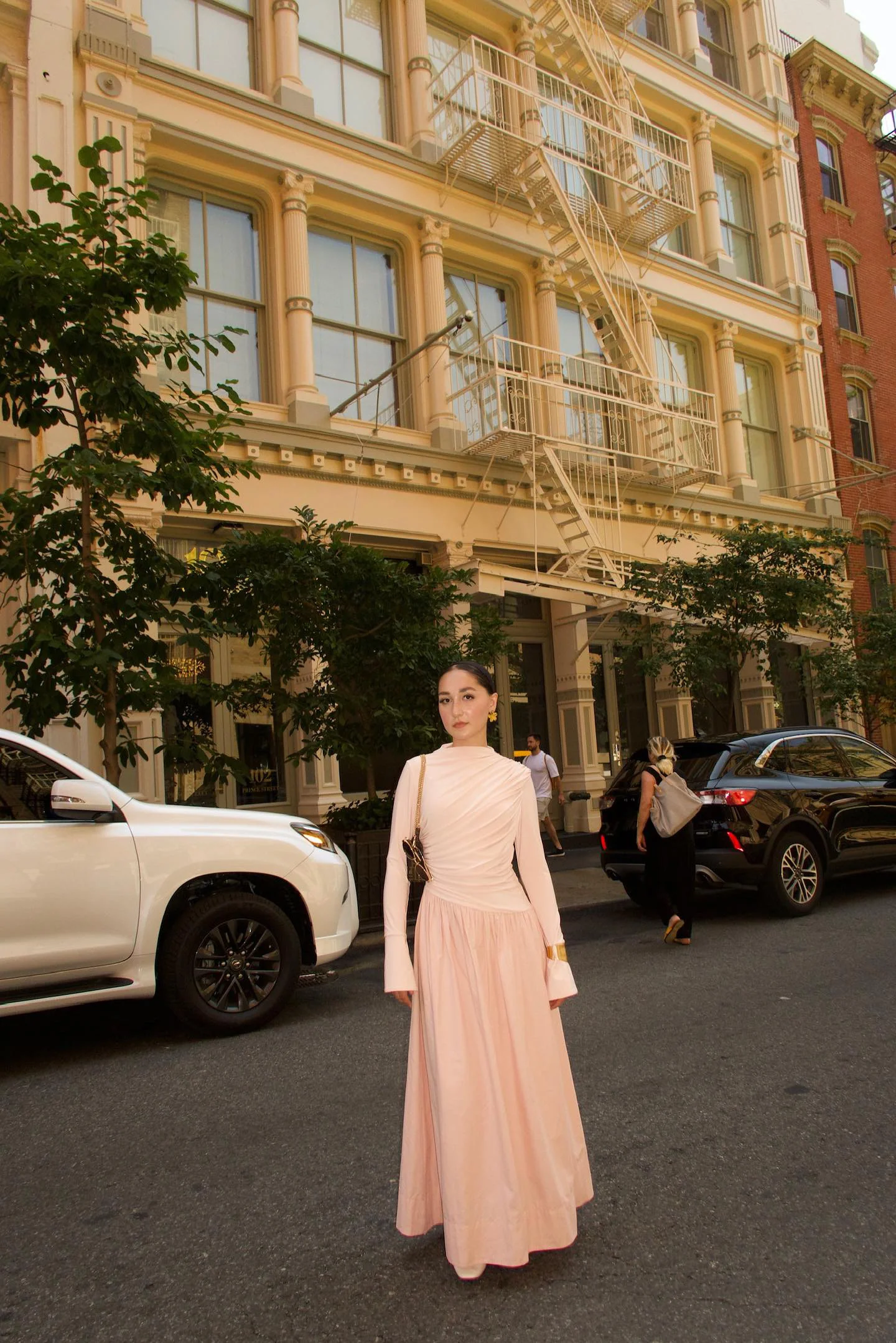 Crepe Blush Asymmetric Draped Dress - Image 7