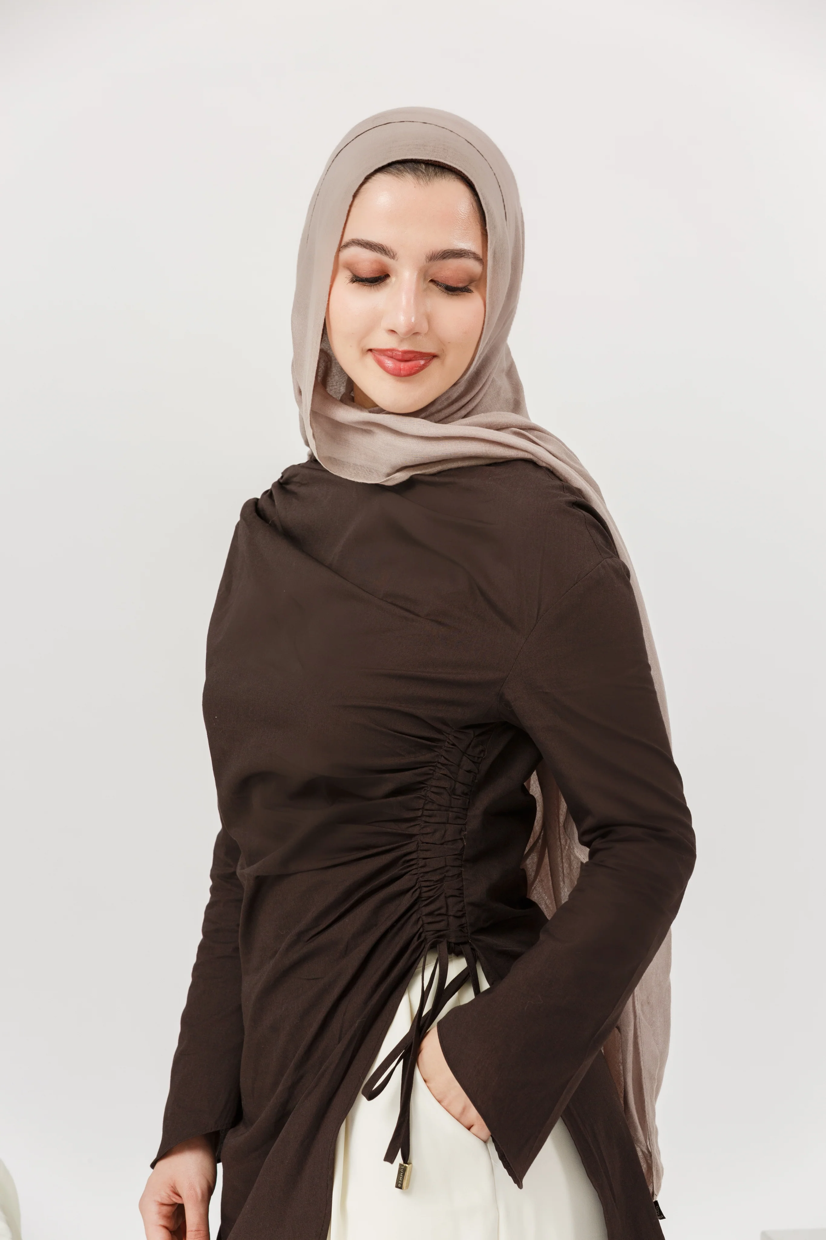 Dark Espresso Cotton Ruched Tunic - Image 4