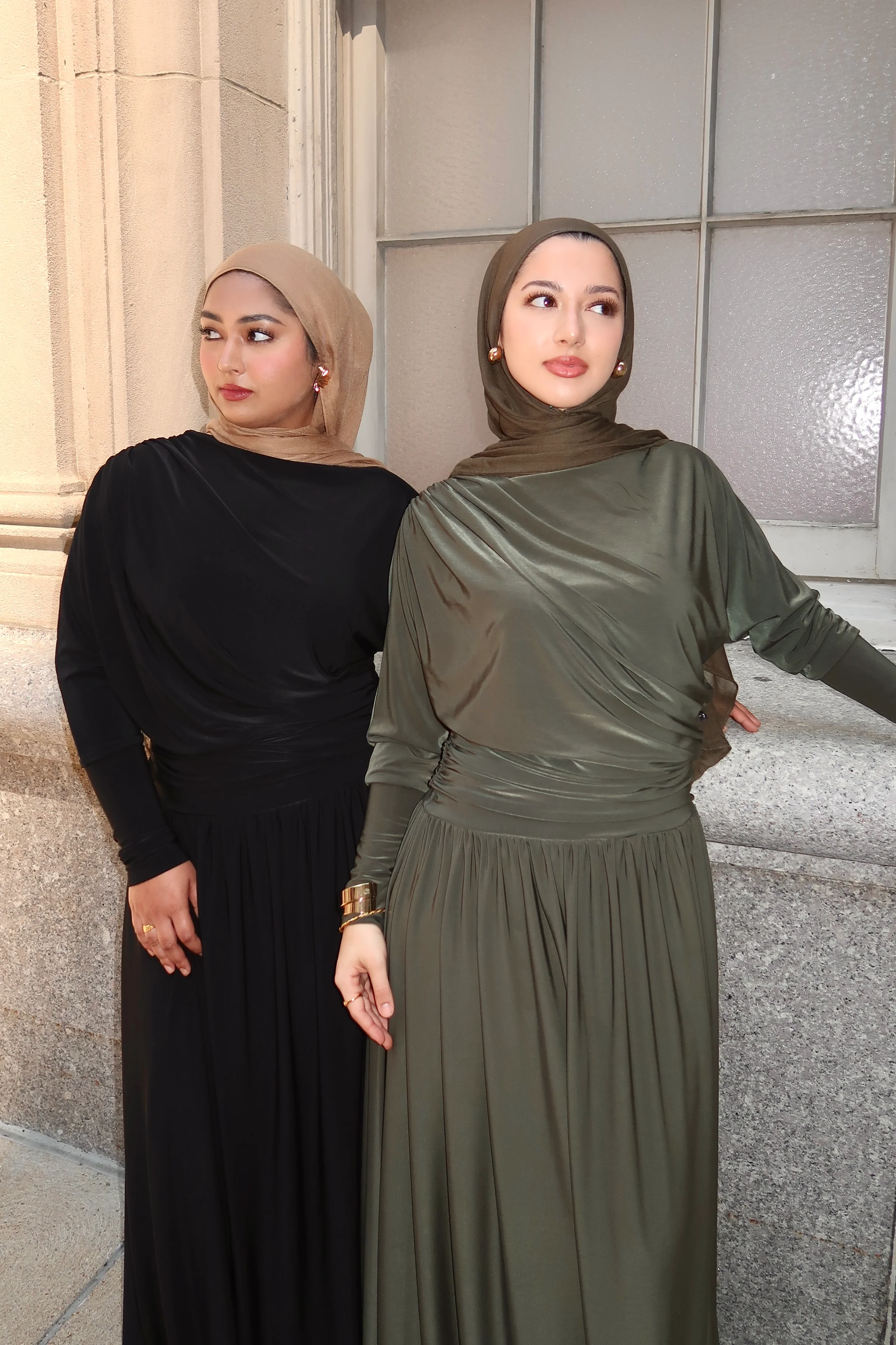 Dark Moss Batwing Jersey Maxi Dress - Image 6