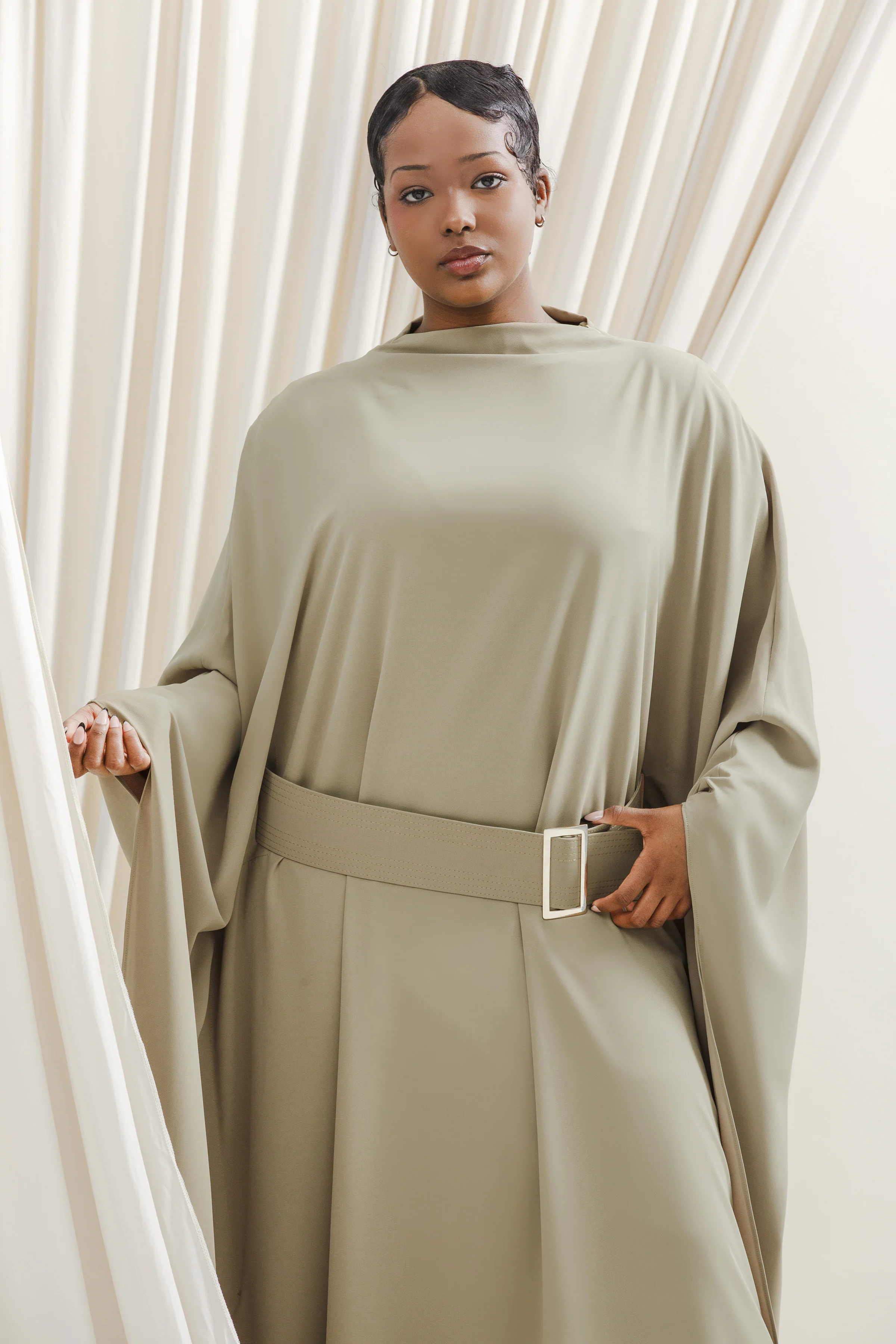 Khaki Belted Kaftan - Image 3