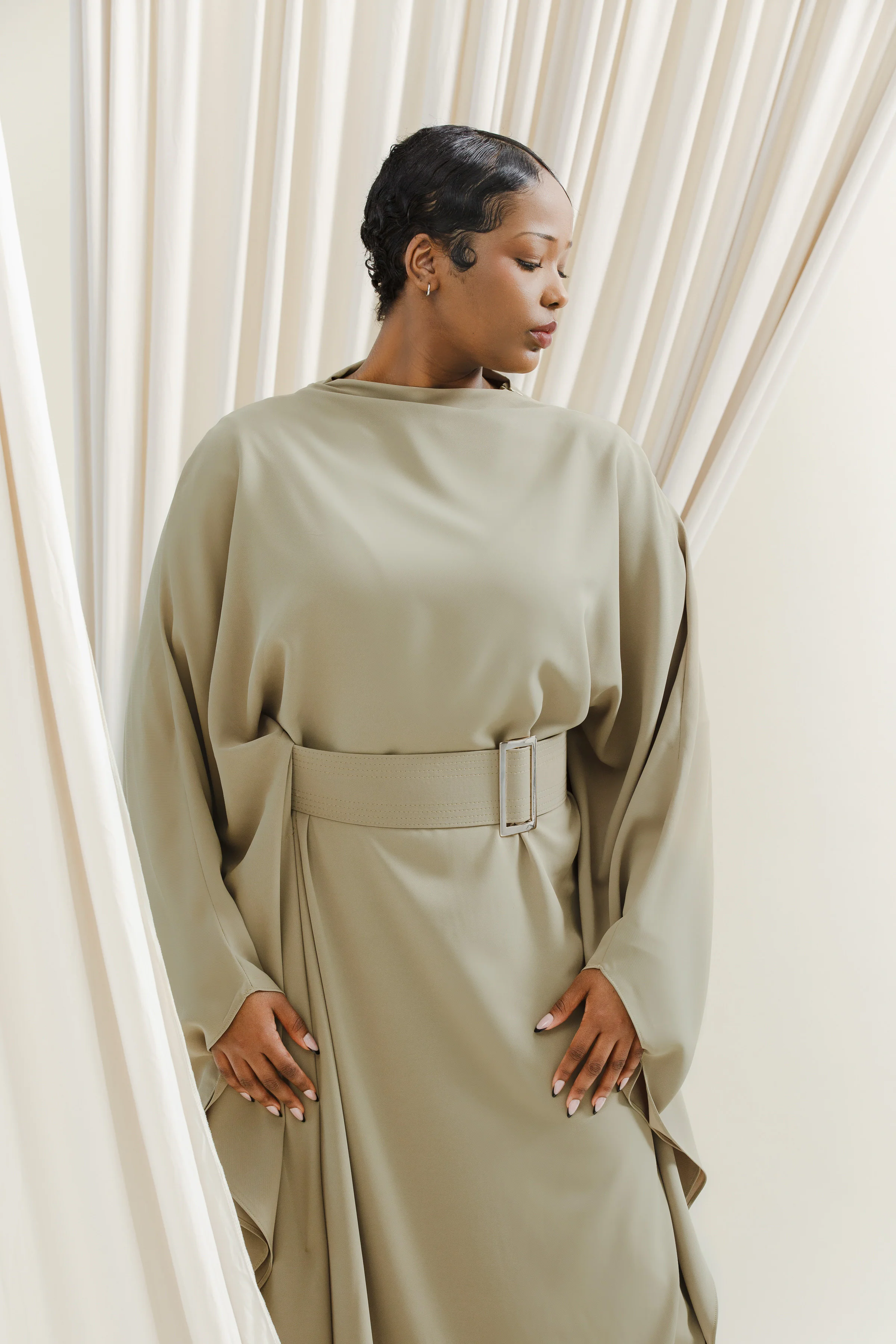 Khaki Belted Kaftan - Image 5