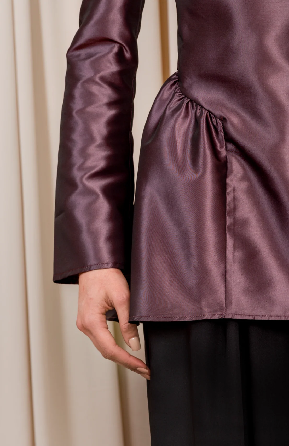 Mauve Purple Taffeta Peplum Tunic - Image 7