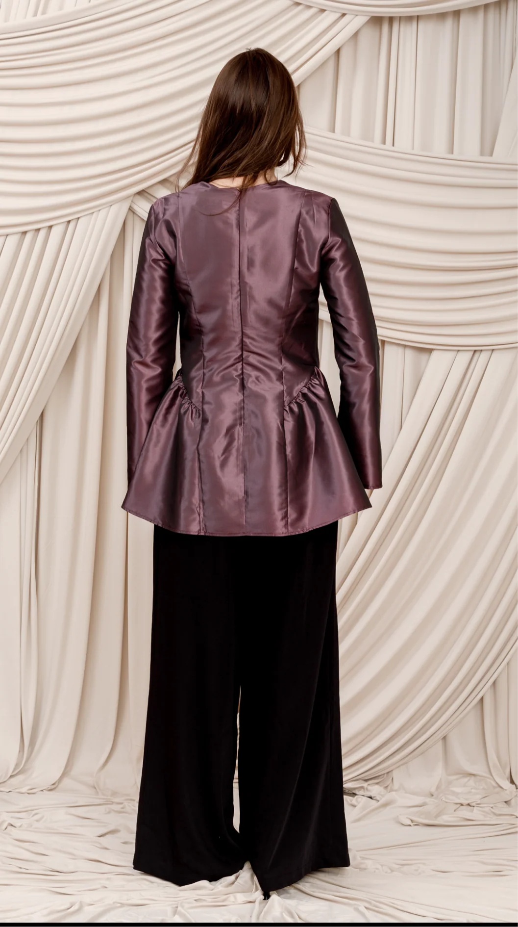 Mauve Purple Taffeta Peplum Tunic - Image 8