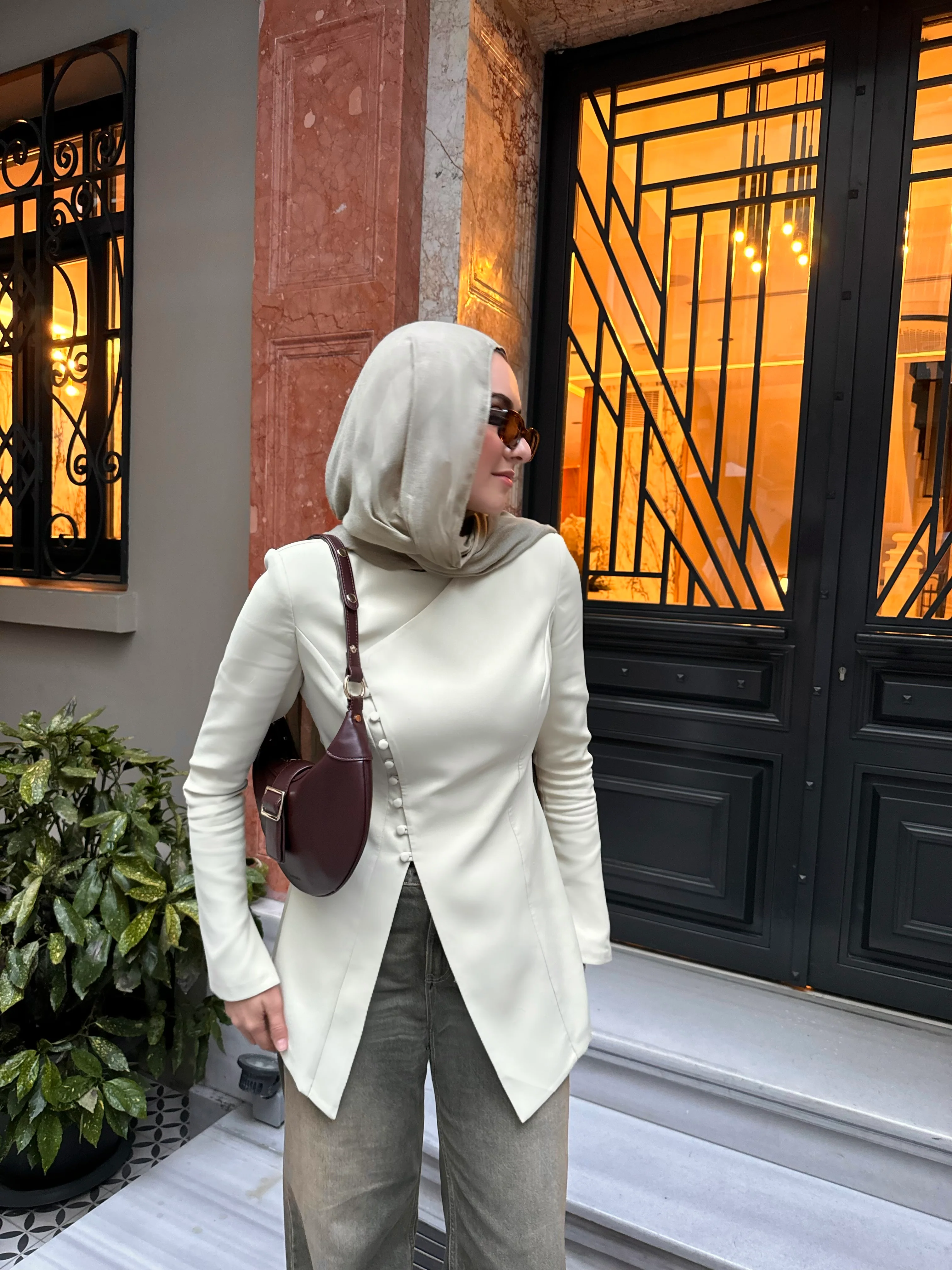 Melon Buttoned Blazer Tunic - Image 6