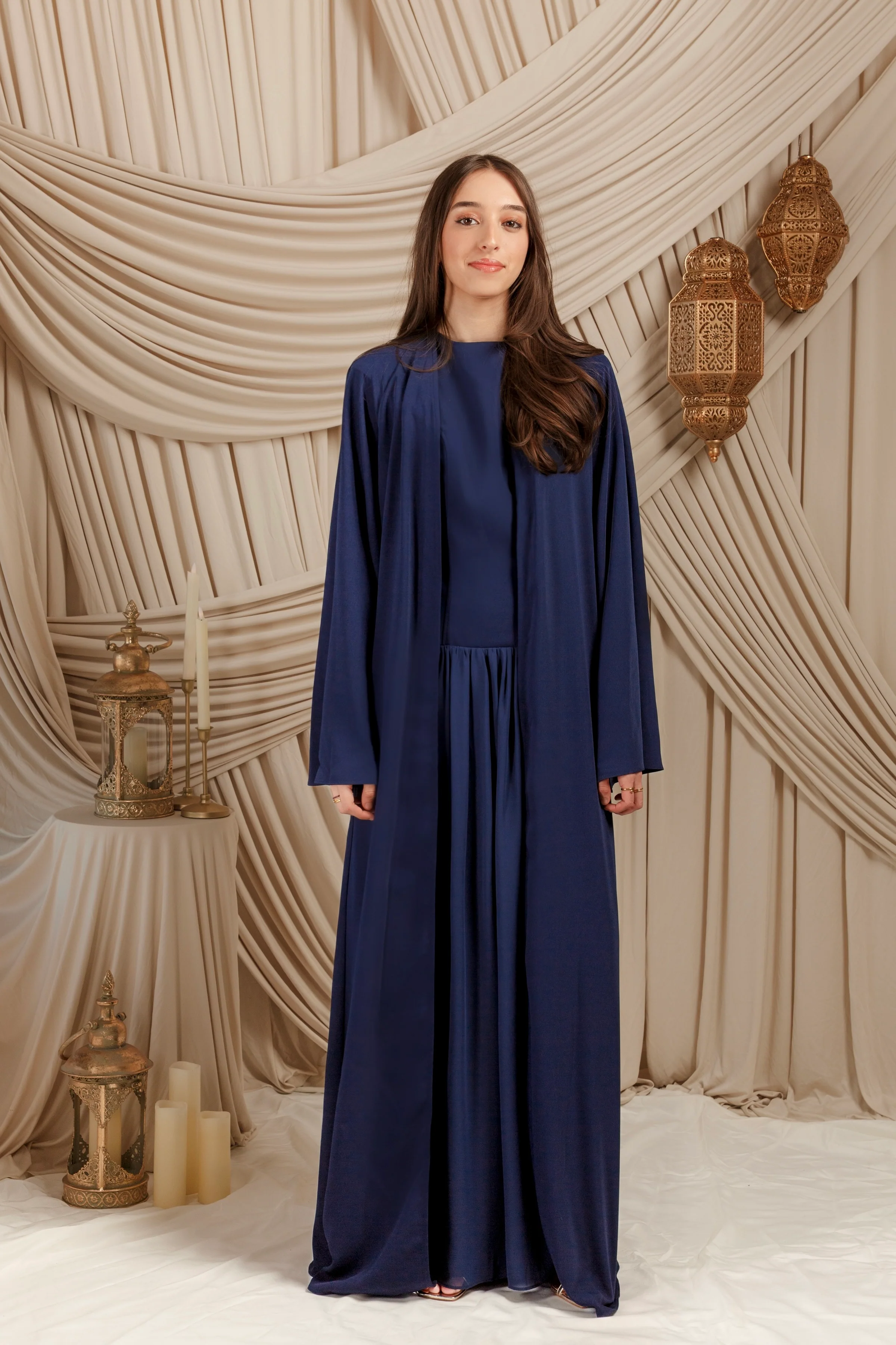 Midnight Navy Low Waisted Abaya Set (2 pcs) - Final Sale - Image 3