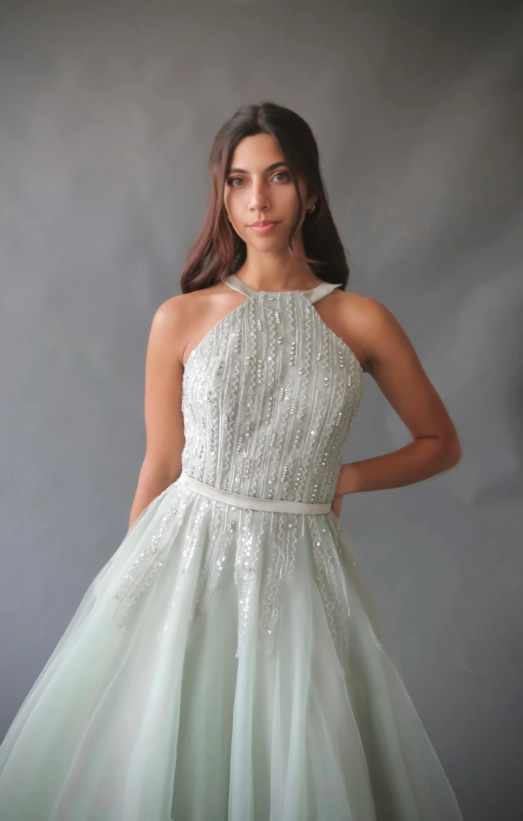 Mint Convertible Halter Neck Ball Gown - Image 5
