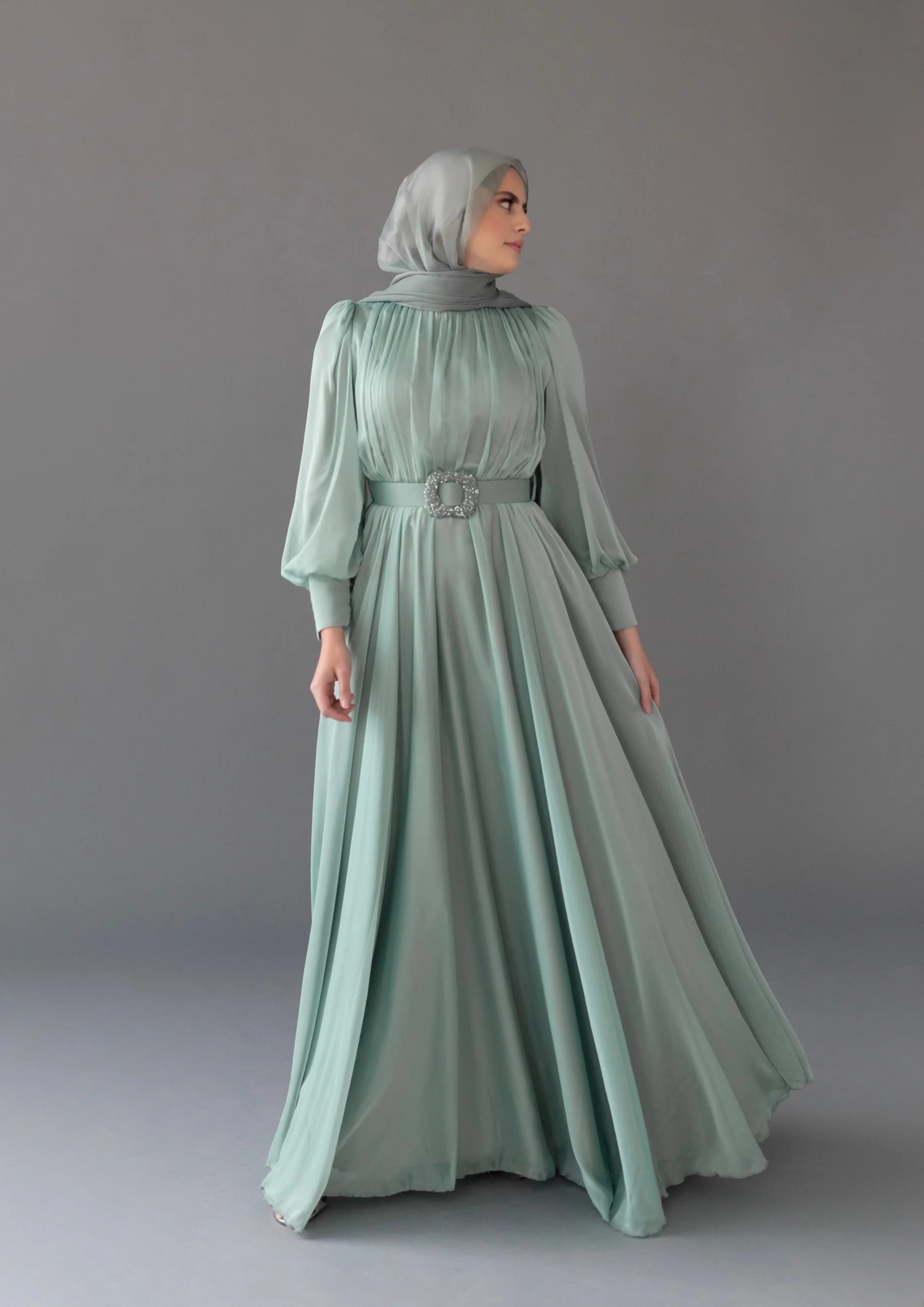 Sage Green Shimmering Scarf - Image 4