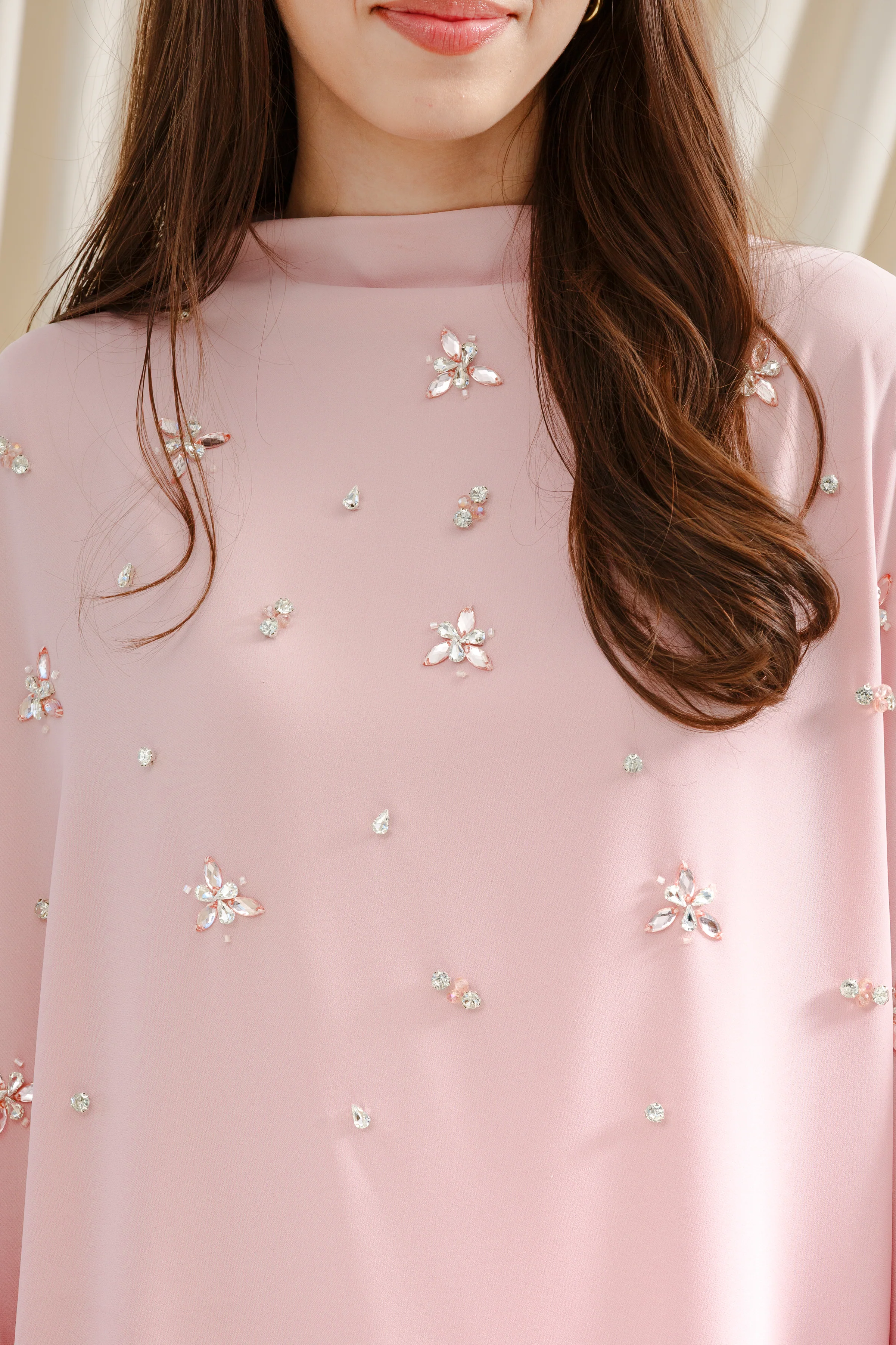 Orchid Pink Beaded Kaftan Gown - Image 4