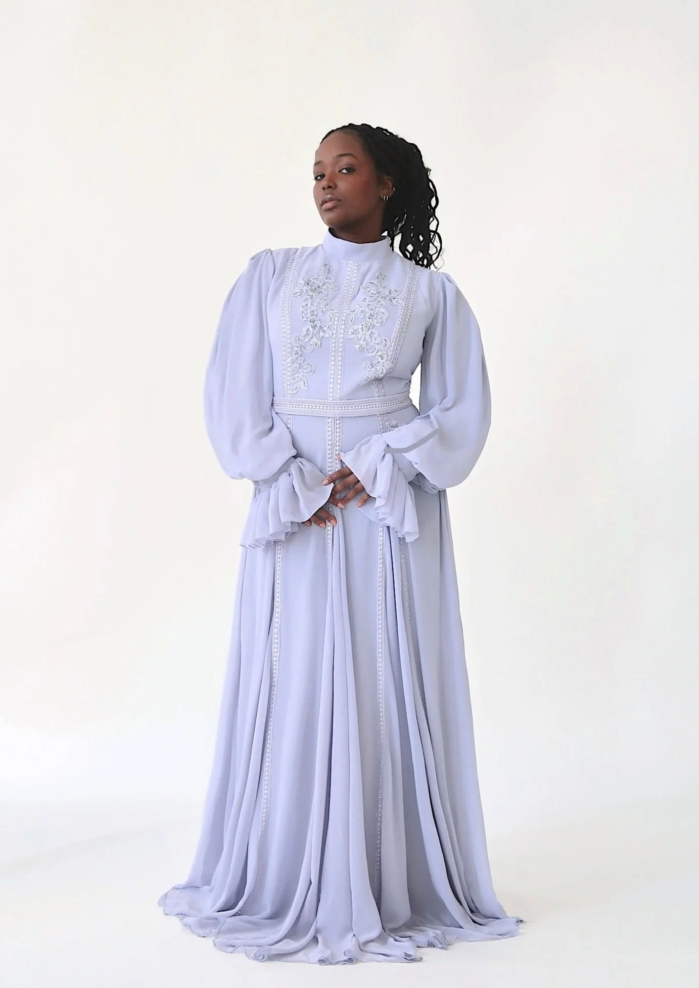 Periwinkle Beaded Appliqué Gown - Final Sale - Image 3