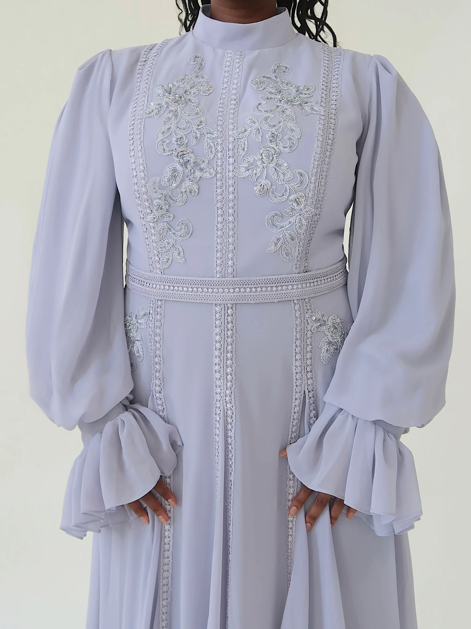 Periwinkle Beaded Appliqué Gown - Final Sale - Image 5