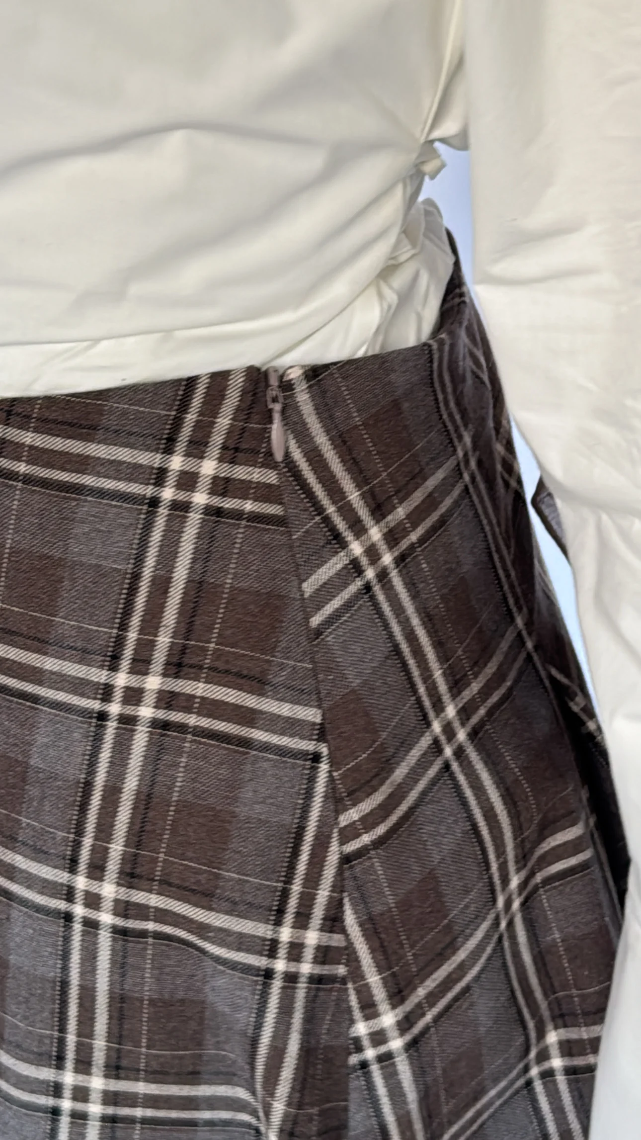 Brown Plaid Flare Skirt - Image 8