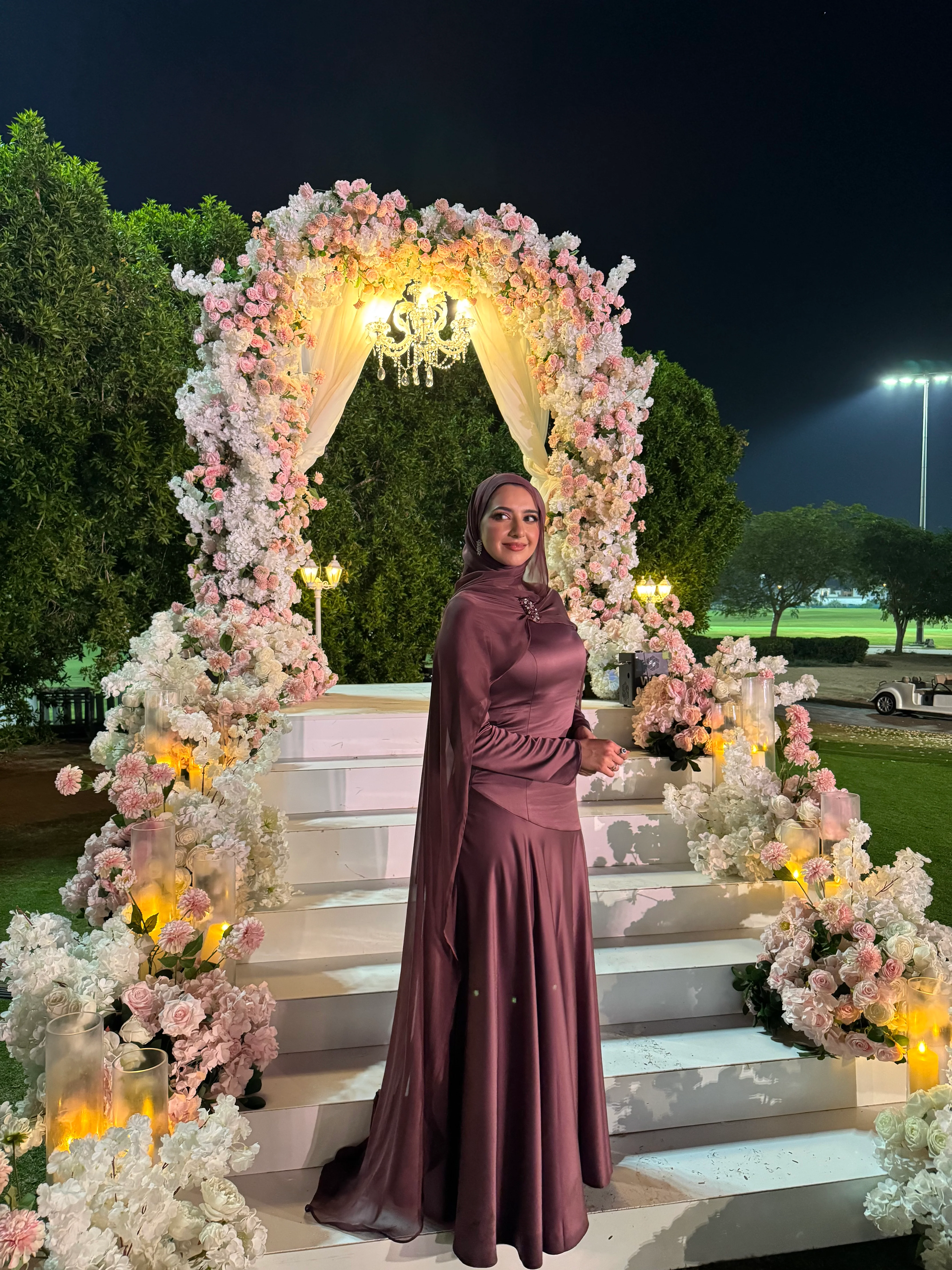 Plum Embellished Chiffon Cape Gown- Final Sale - Image 9