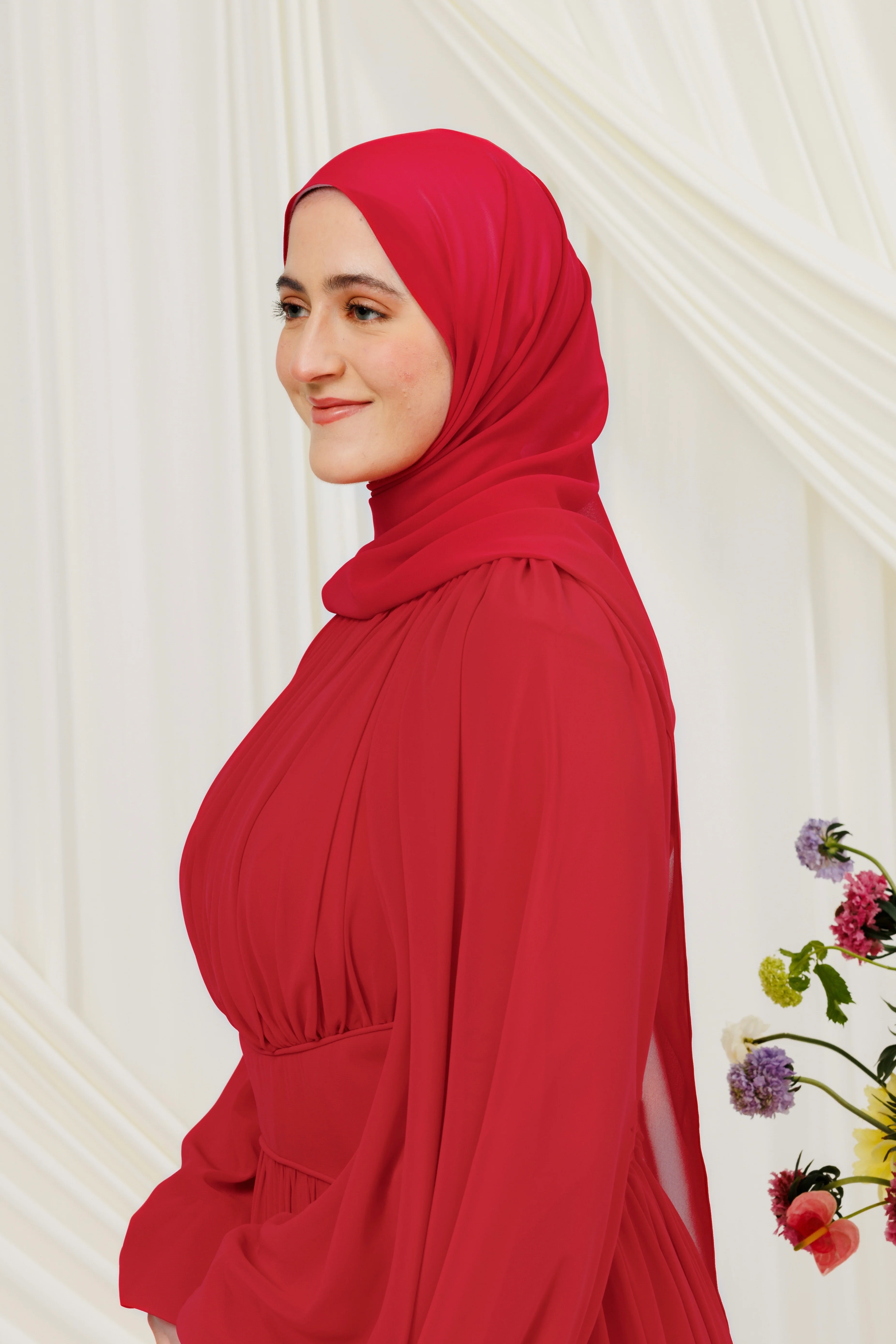 Red Matte Chiffon Scarf - Image 2