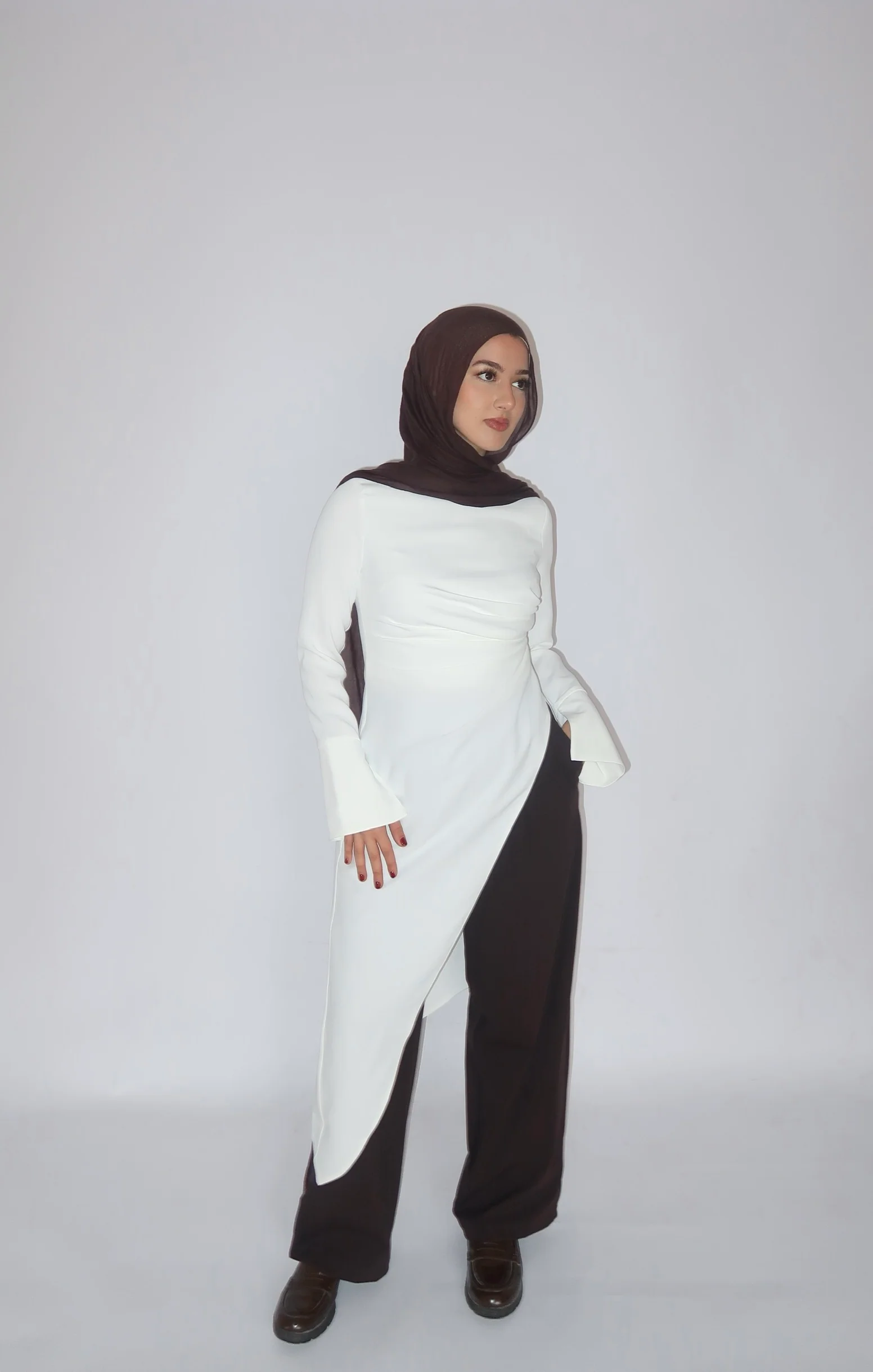 White Asymmetric Slit Tunic - Image 2