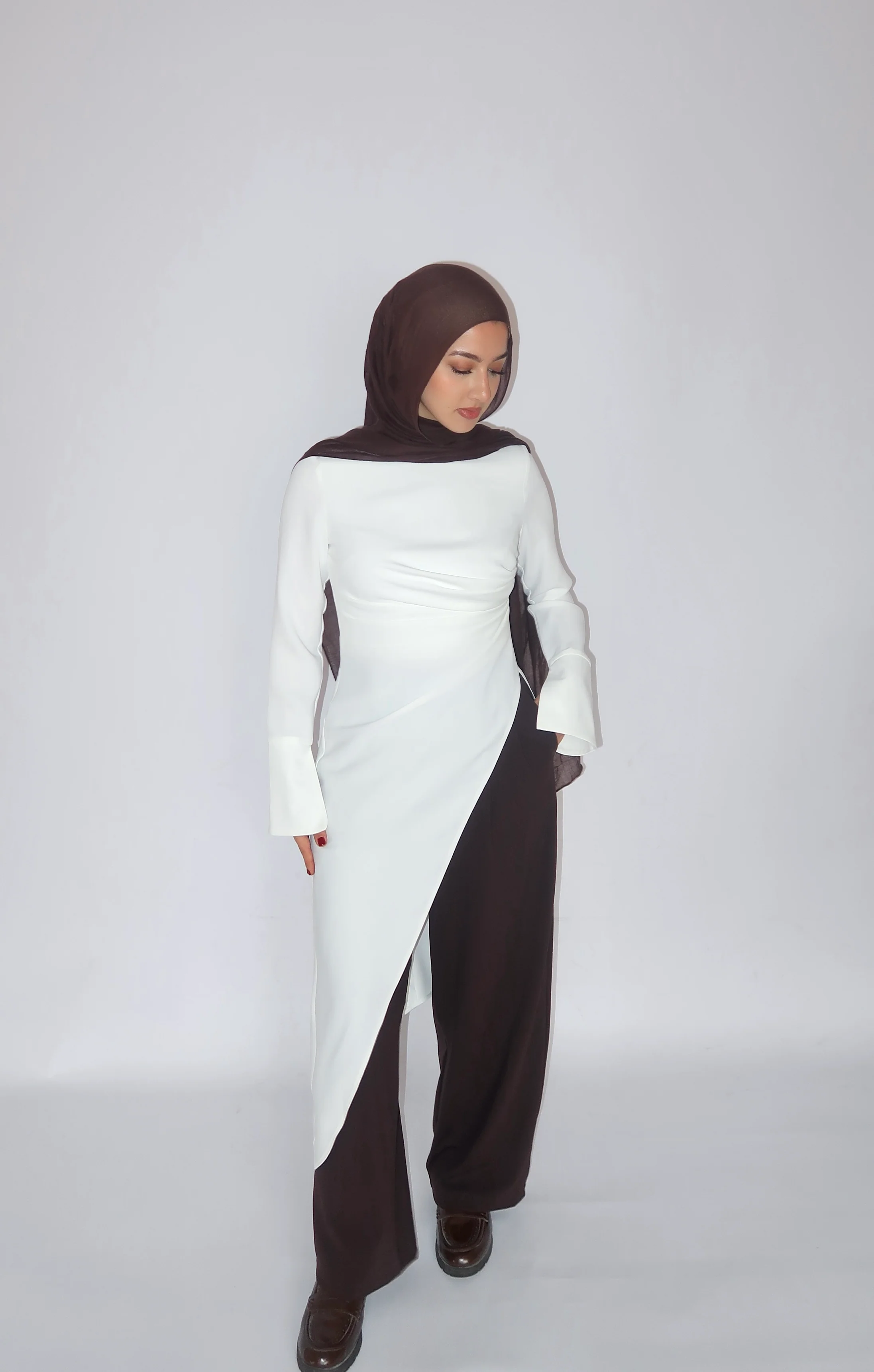 White Asymmetric Slit Tunic - Image 3