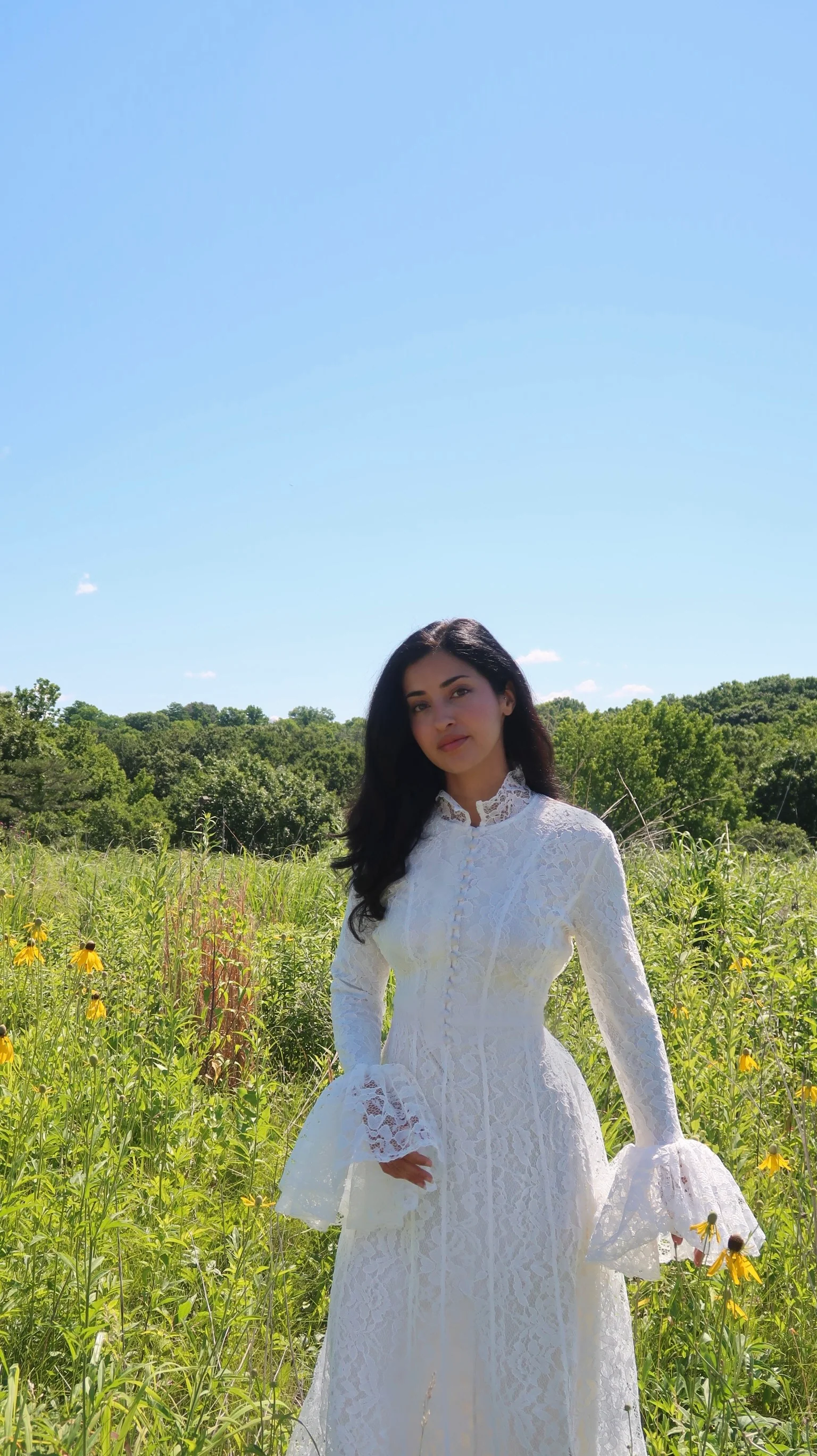 White Bell Sleeve Lace Dress - Image 6