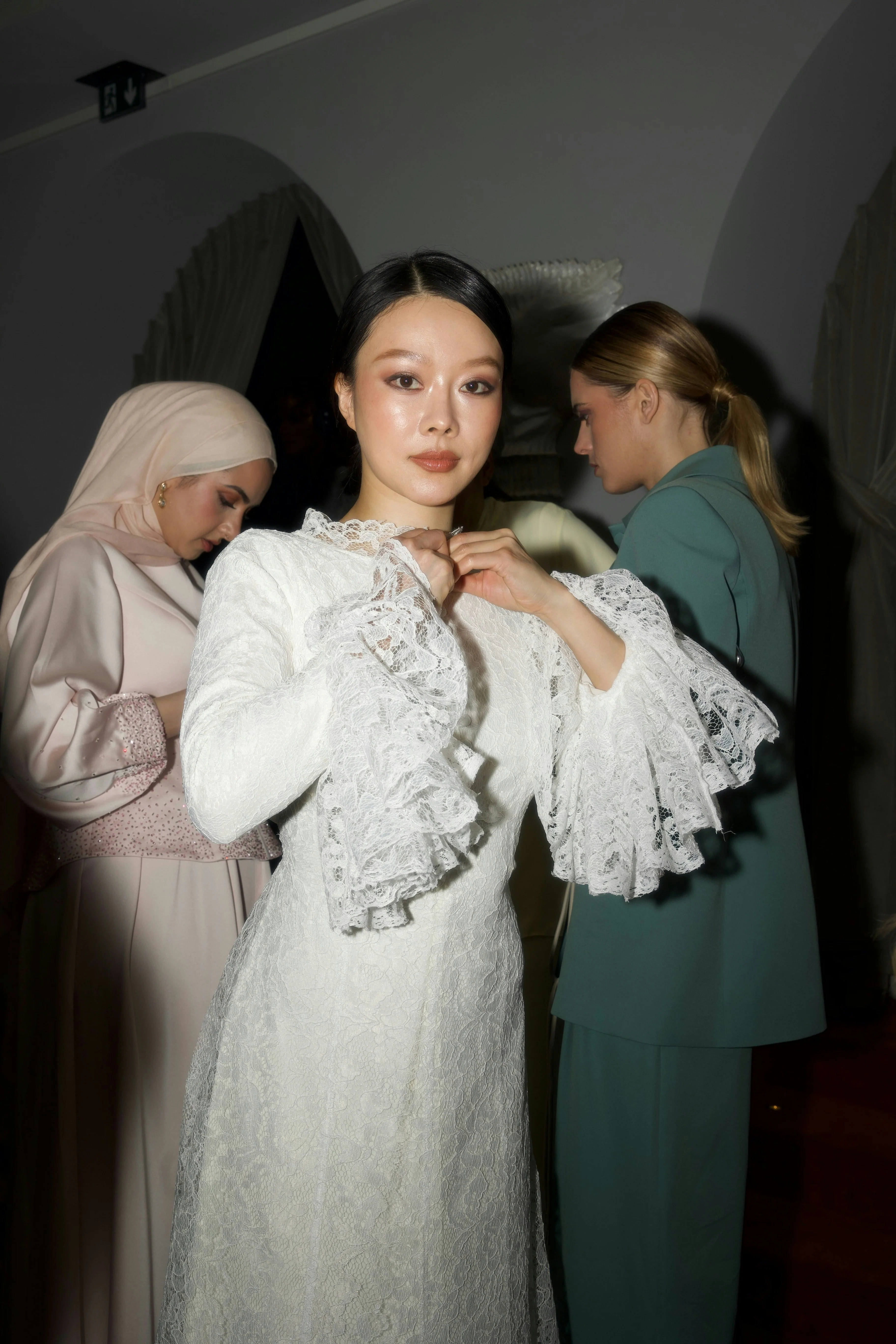 White Bell Sleeve Lace Dress - Image 8
