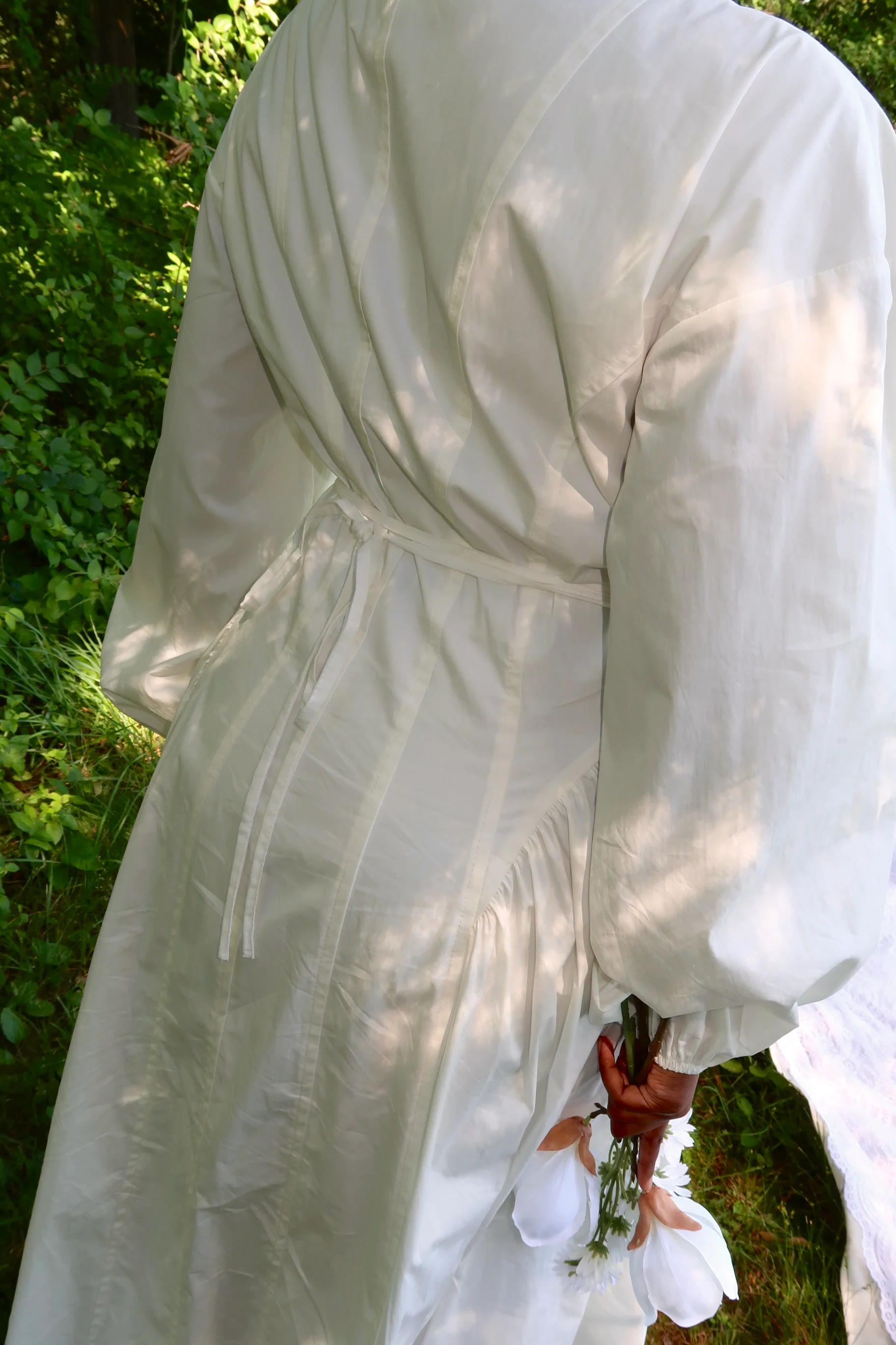 White Cinched Buttoned Dress - Image 8